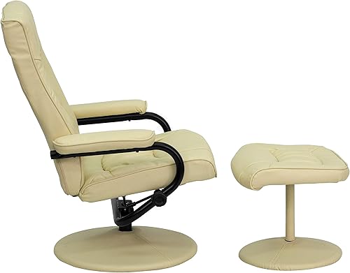 Miniatura 45 de Flash Furniture Rachel - Silla reclinable de LeatherSoft contemporánea multiposición con otomana, silla reclinable giratoria de 360 grados y juego