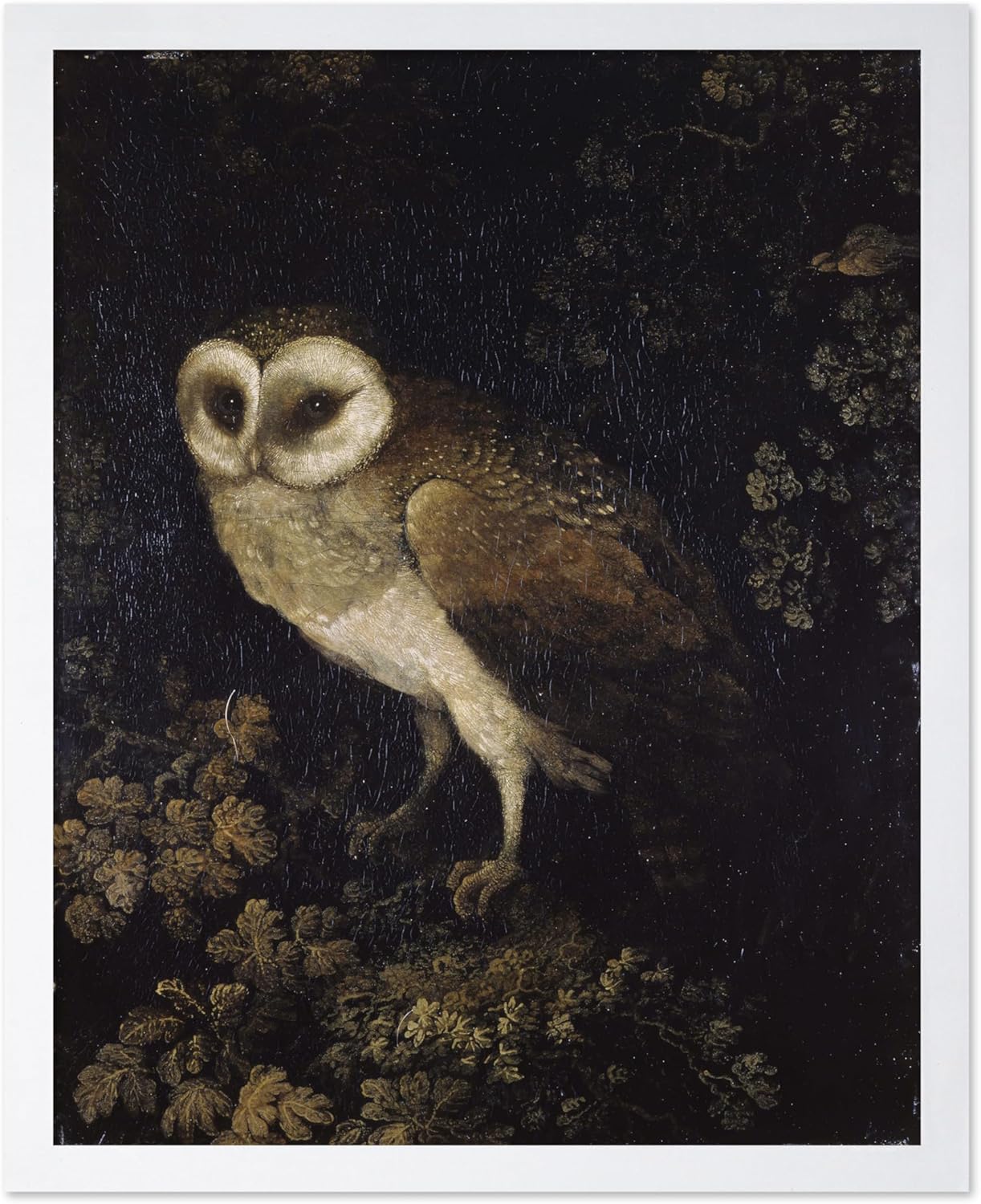 Poster Master Vintage Poster - Moody Owl Art Print - Unique Wall Decor Gift for Home, Living Room, Kitchen, Office, Bedroom, Bathroom - 19th Century Artwork, 8x10 Brown Framed