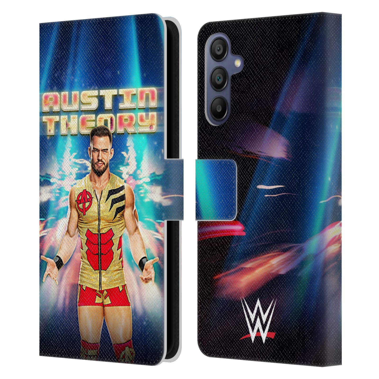 Carcasa de Cuero Samsung Galaxy A15 WWE Austin Theory Funda Libro con Soporte 7