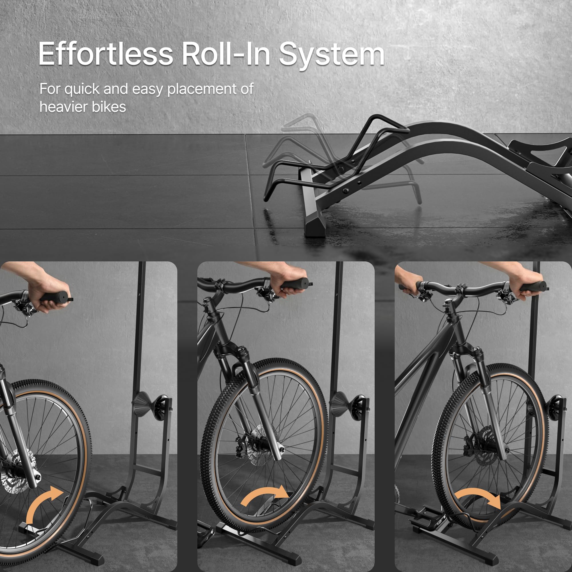 PEGZONE Fahrradständer, Vertikal & Horizontal, höhenverstellbarer, Passend für 20-29 Zoll & 90 mm(3,5") Reifenbreite, Fahrradbodenständer mit 35 kgs Tragkraft für Garage und Zuhause, platzsparend