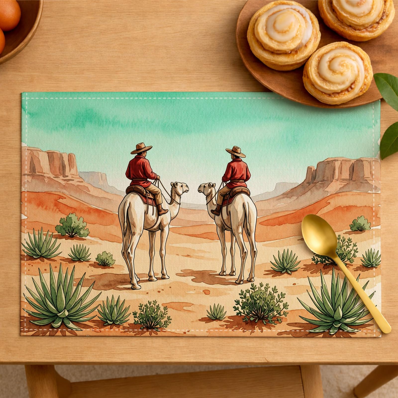 Desert Camels zestaw 4 podkładek, vintage, western, antypoślizgowe