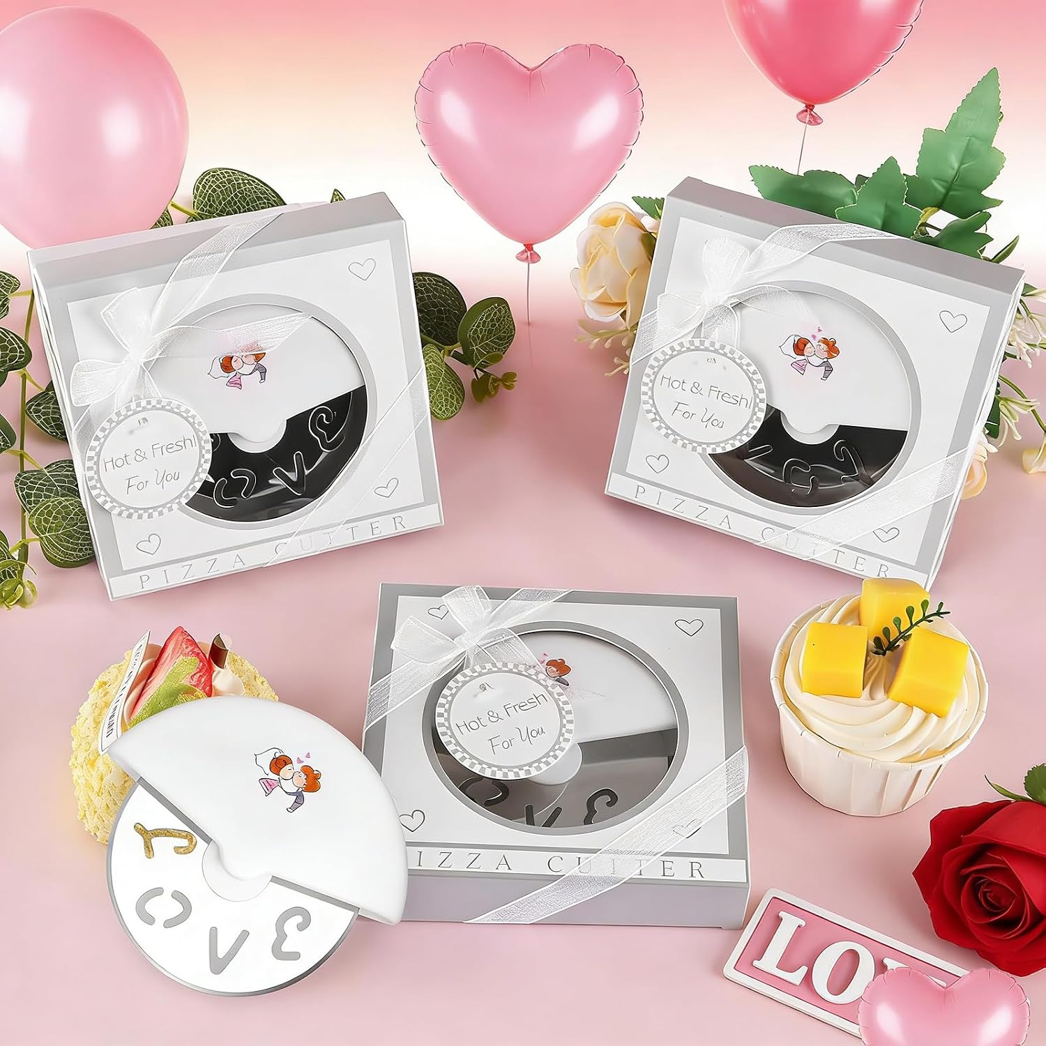 10 Pcs Mini Stainless Steel Pizza Cutter for Bridal Wedding Favor Baby Showers Souvenirs Guest Return Gift Individual Package