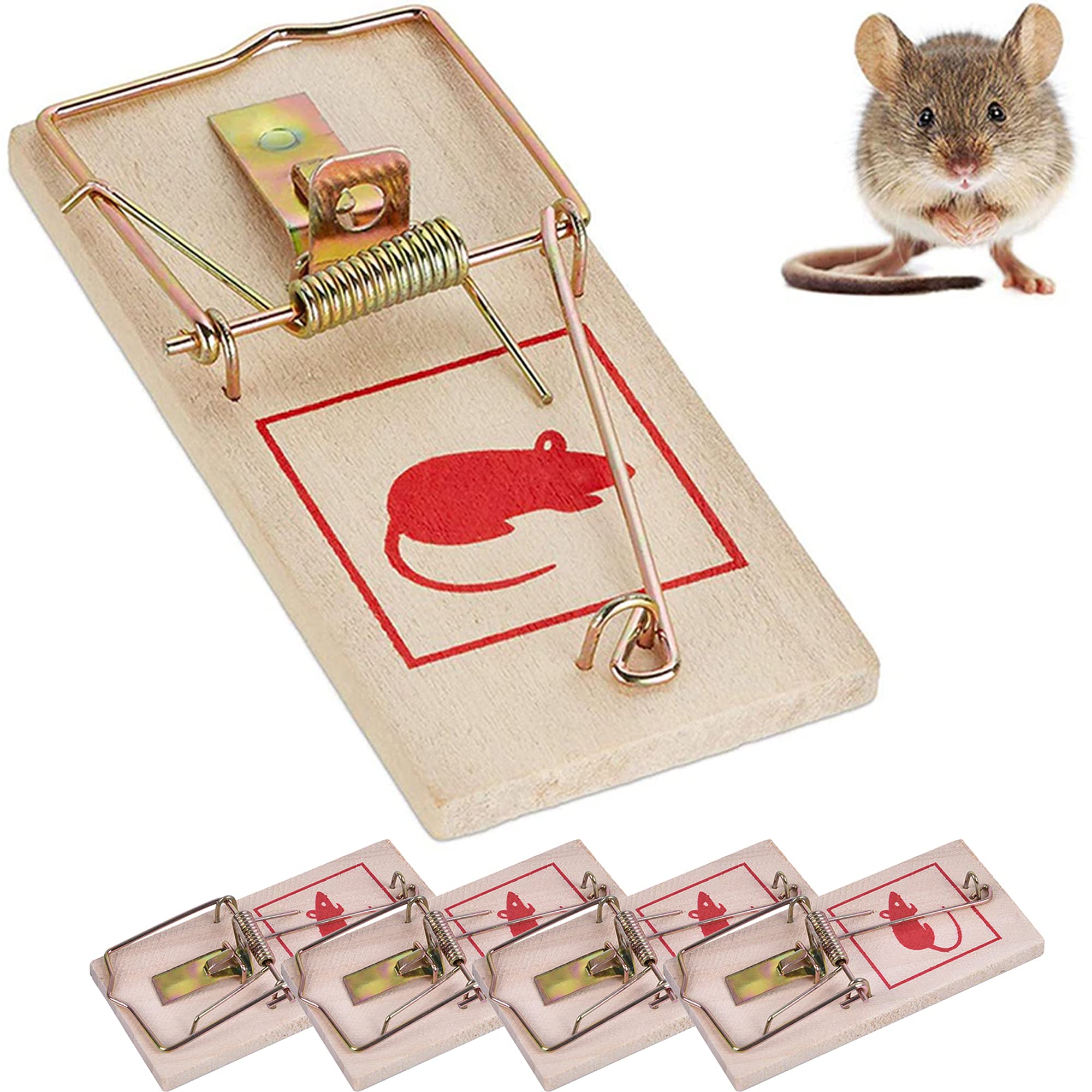 SystemsElevenPack of 4 Wooden Mouse Trap Durable Wood for Protecting Your Home Mice Traps for Rodent Control Natural Reusable Metal Clip Mouse Traps for Indoors