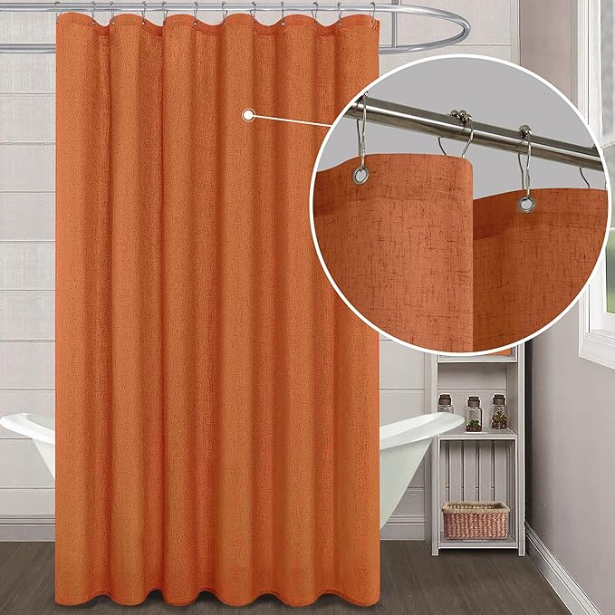 KOUFALL Fall Orange Shower Curtain for Bathroom,Dark Burnt