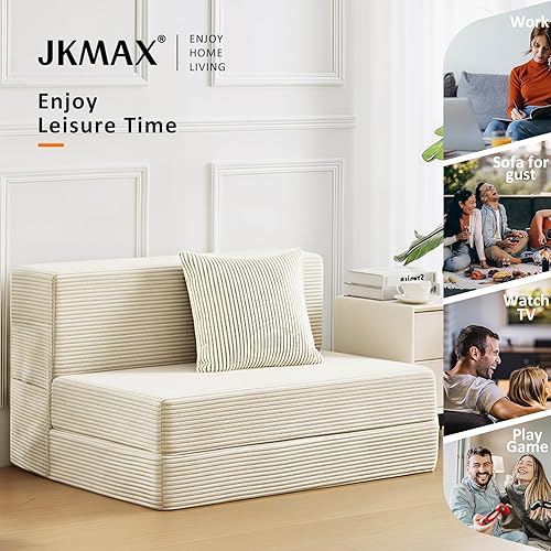 Miniatura 4 de Sofá cama plegable de tamaño individual Silla convertible 4 en 1 con almohada Sofá futón de espuma viscoelástica de alta densidad Cama plegable