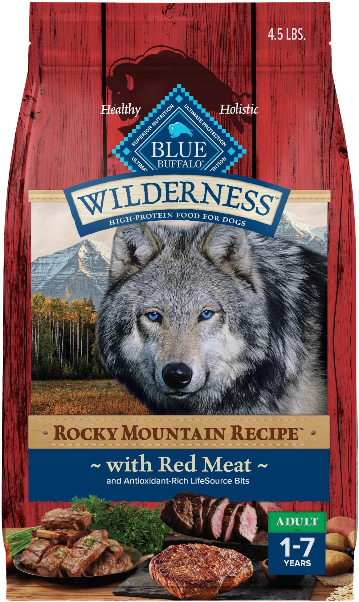 Blue Buffalo Wilderness Rocky Mountain Recipe High-Protein Adult Dry Dog Food Wholesome Red Meat