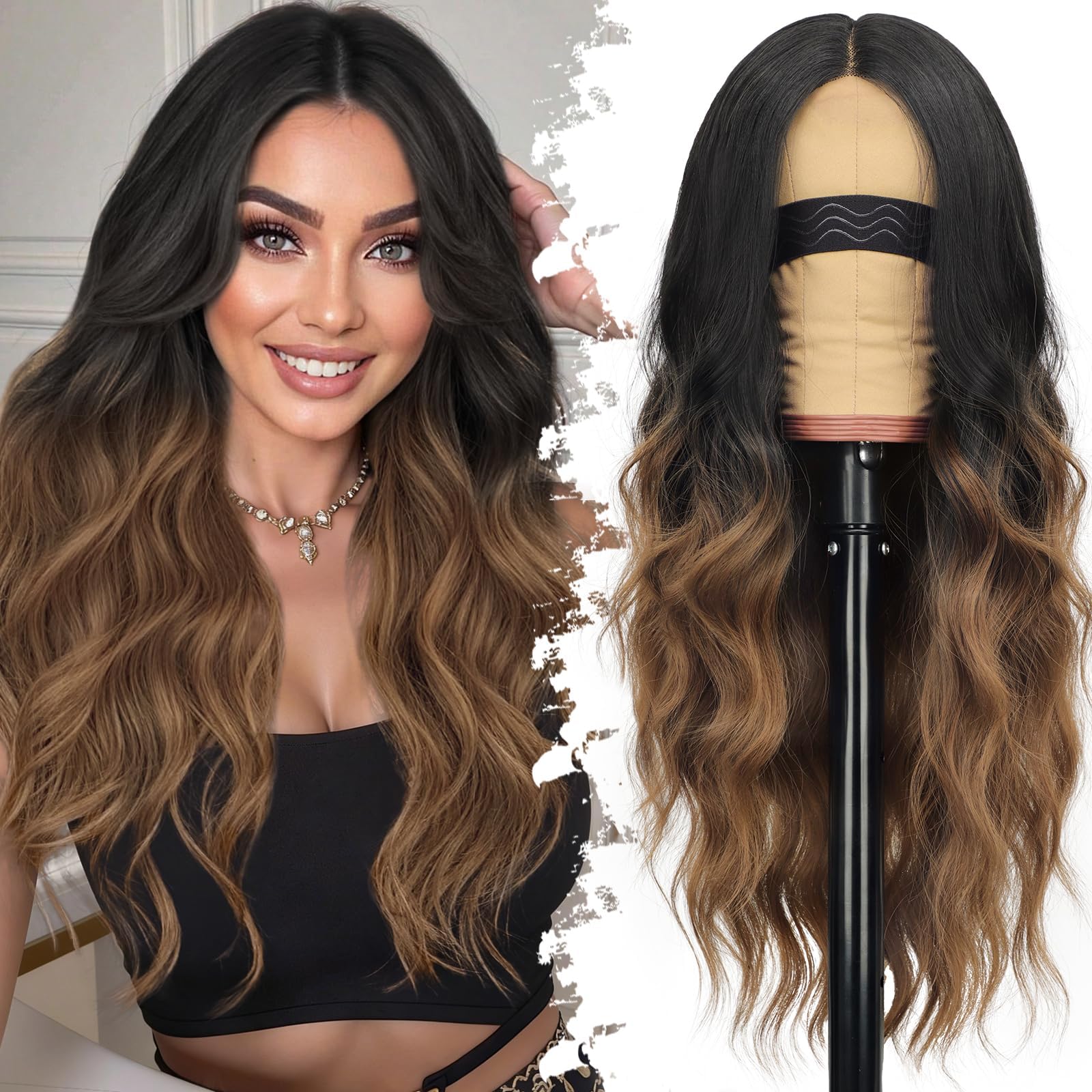 Eawwii Glueless Wavy Lace Wig for Women, Heat-Resistant Synthetic Hair
