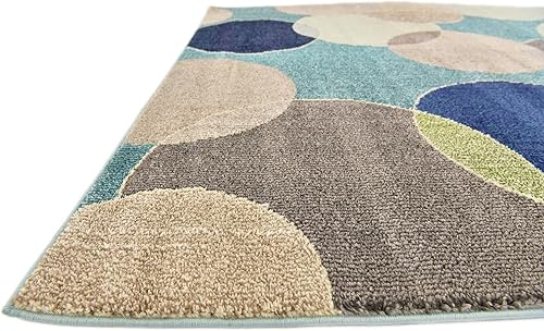 Miniatura 7 de Unique Loom Chromatic Collection - Alfombra moderna bokeh y vibrante abstracta para cualquier decoración del hogar, 5 x 8 pies, azul/beige