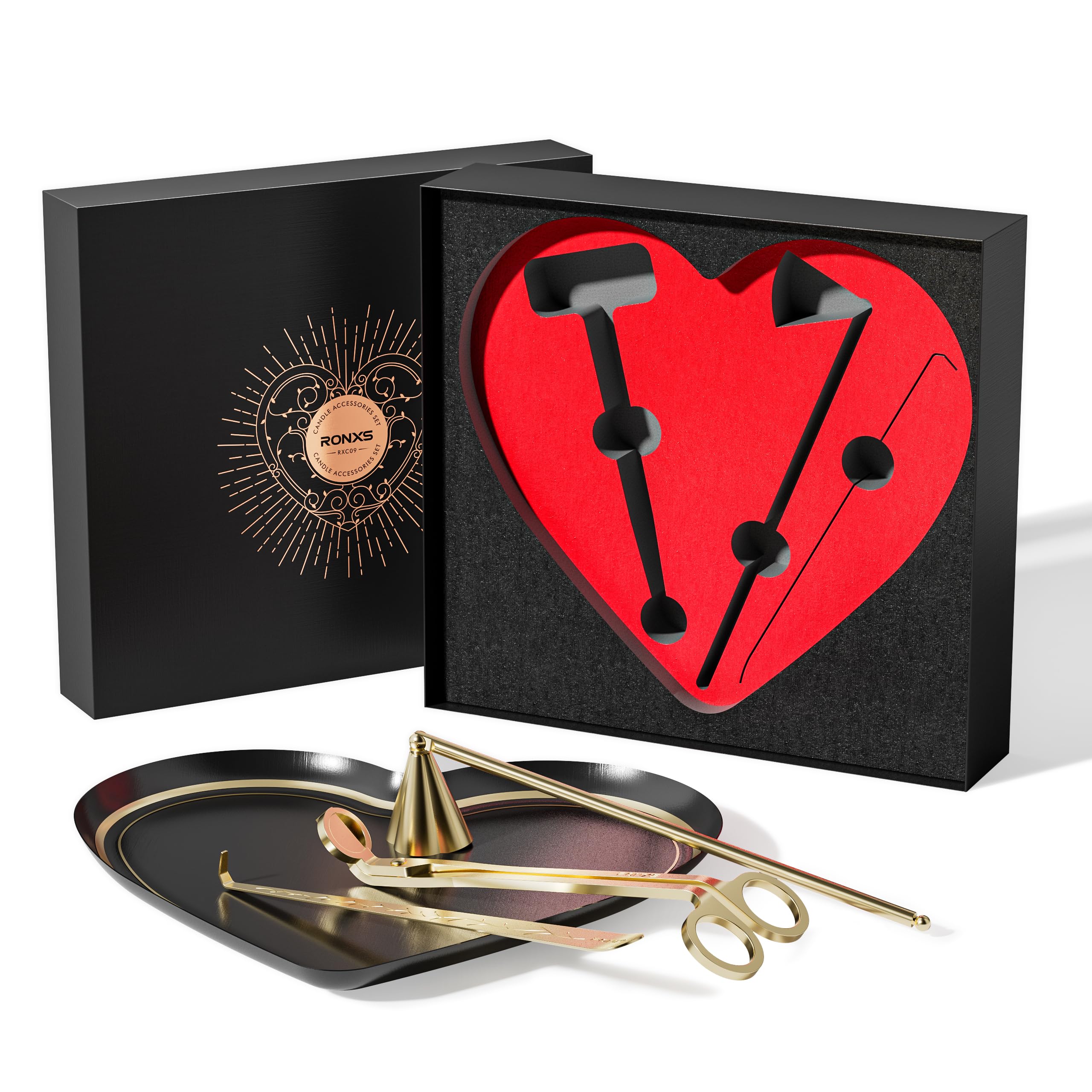 RONXS 4 in 1 Luxury Candle Gift Set for Candle Lovers, Candle Care Kit with Wick Dipper, Candle Wick Trimmer, Wick Snuffer - Birthday, Christmas, Valentine's Day, Gifts for Woman, Girlfriend, Mom, Her