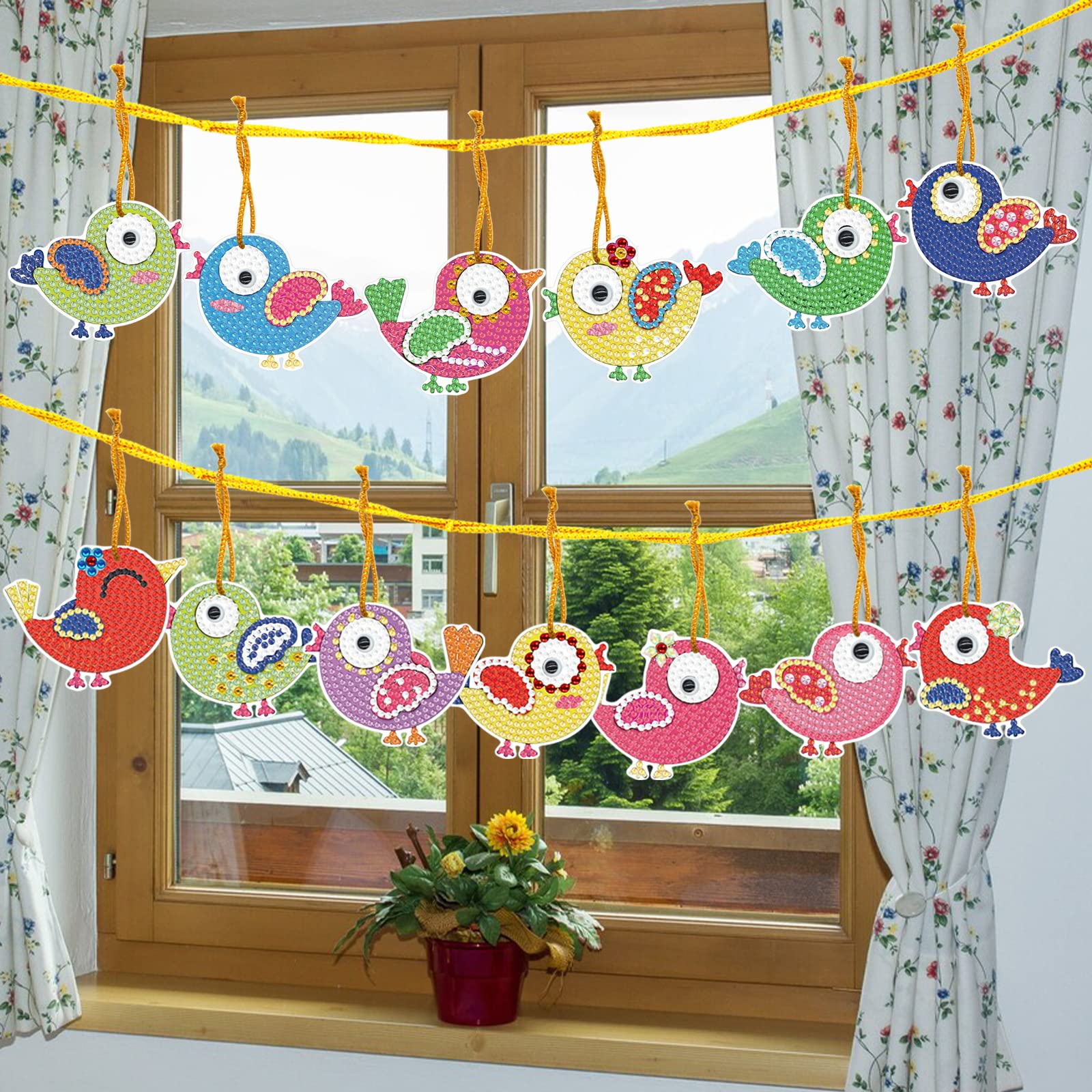 CAYUDEN Diamantschilderij Hanger Kit, 5D Kooi Diamant Deurhanger met Ketting DIY Diamant Acryl Suncatcher Ambachtelijke Kit Diamond Painting Wand CAYUDEN Diamantschilderij Hanger Kit, 5D Kooi Diamant Deurhanger met Ketting DIY Diamant Acryl Suncatcher Ambachtelijke Kit Diamond Painting Wand