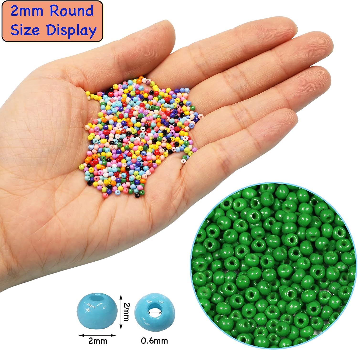 Bala&Fillic Size 2mm Round Seed Beads 10000pcs/110 Grams in Box 12/0 Green Small Craft Seed Beads for Making Jewelry Earring Bracelets Necklace (Green) - Image 4