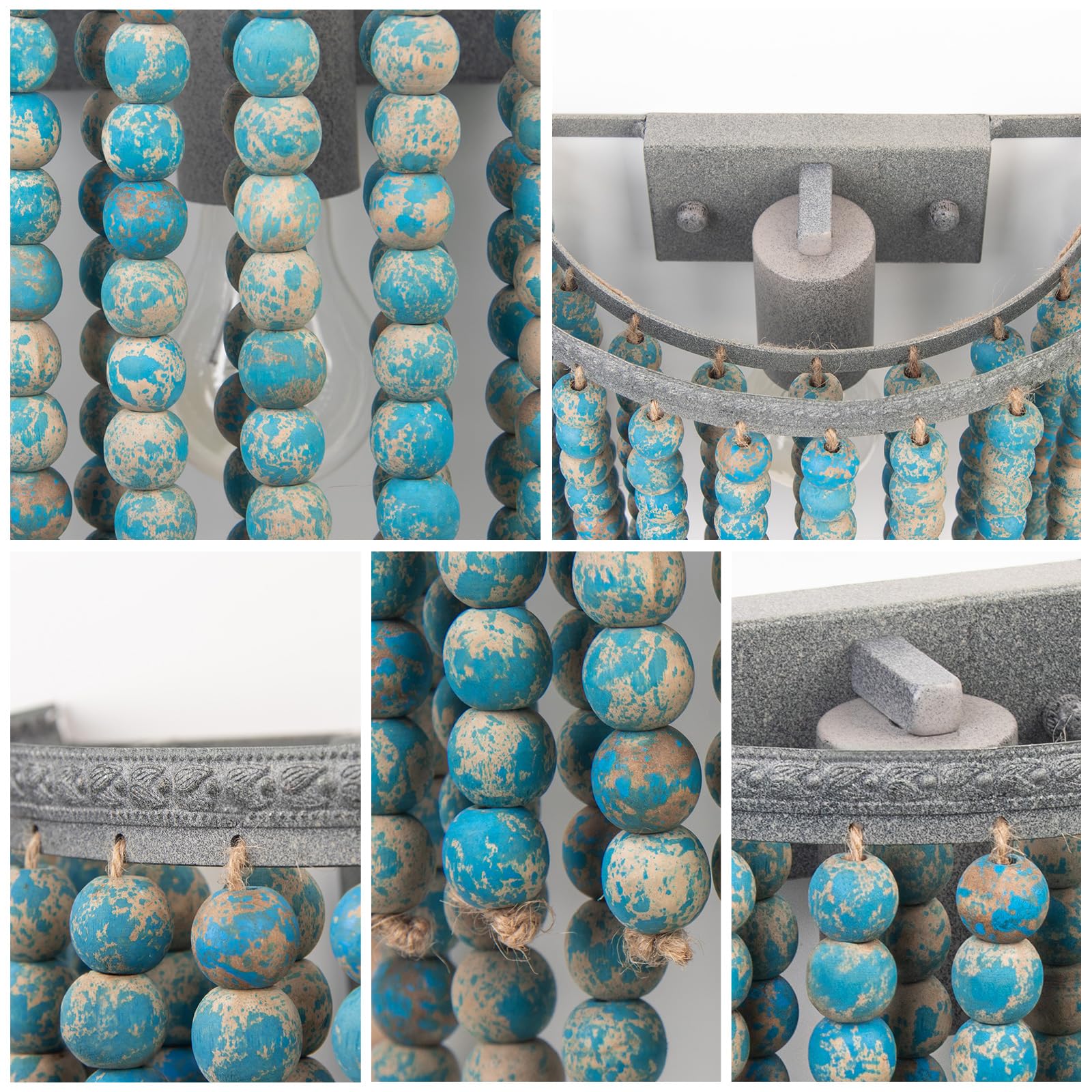 JCPYIUL Bohemia Vintage Beaded Wood Wall Lampshade, Farmhouse Lighting for Bedroom Hallway, Entrance, Living Room - Image 4