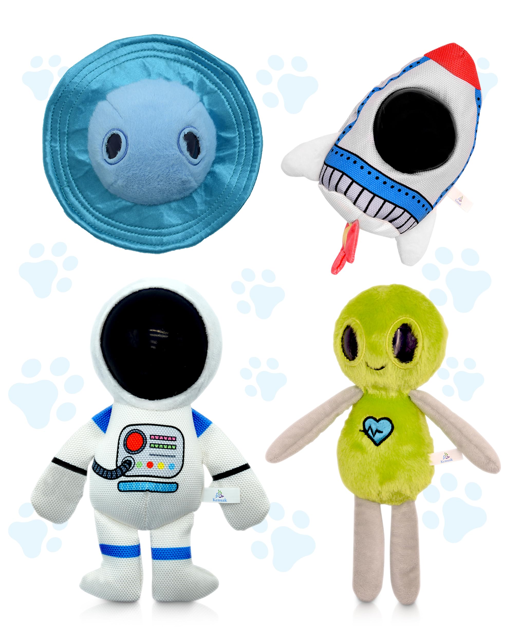 Kenuak® Juguetes para Perros Grandes Interactivos, Juguete Perro Chirriante, Juguetes Perro Resistentes, Juegos para Perros del Espacio, Set Peluche para Perros, Juguete Perro Indestructible