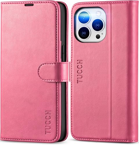 Miniatura 10 de TUCCH Funda tipo cartera para iPhone 13 Pro, bloqueo RFID, ranura para tarjetas, soporte con funda interior de TPU a prueba de golpes, funda