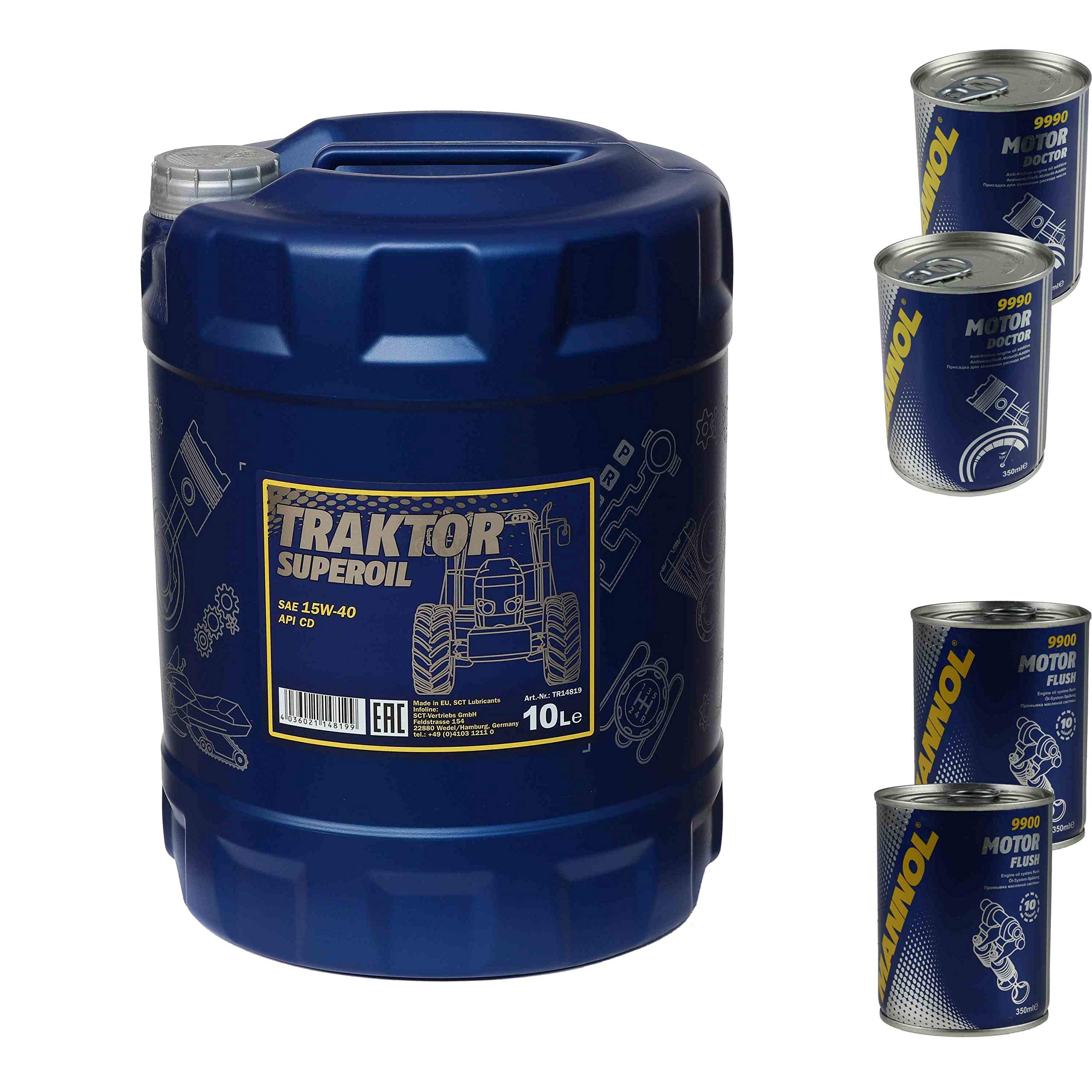 10L Motoröl MANNOL Traktor Superoil 15W-40 2xMotor Doctor+Motor Flush
