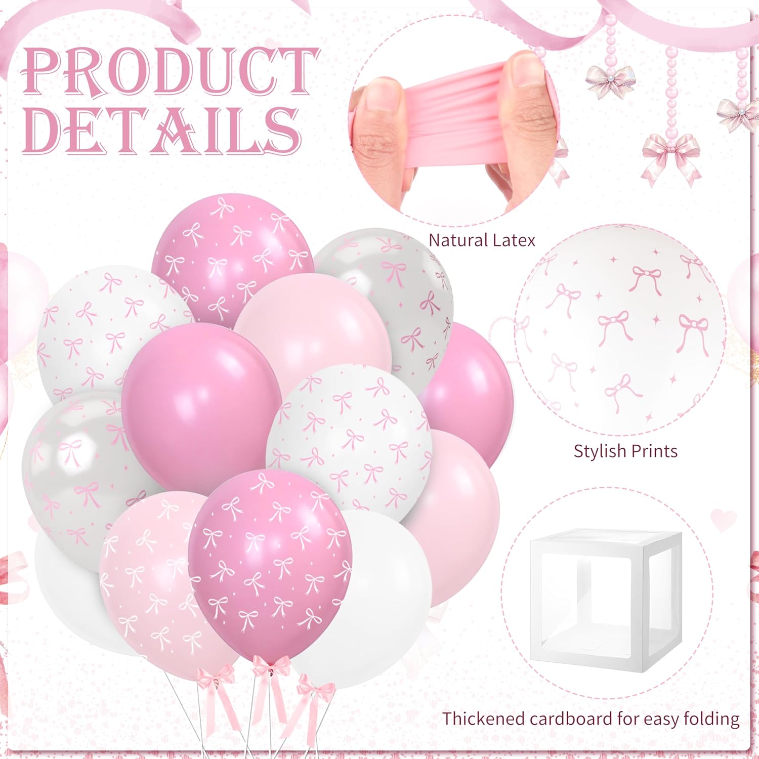 143PCS Pink Baby Shower Decorations for Girl, Welcome Baby Girl Party Decorations, Coquette Pink Bow Theme Backdrop Balloon Baby Boxes Banner for Girl Birthday Baby Shower Decor