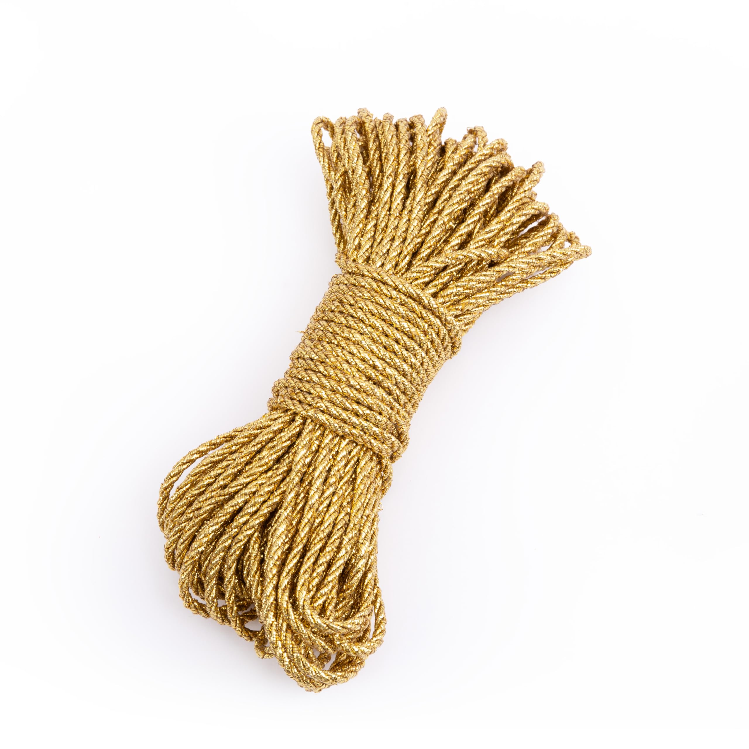 Shelver Gold 3Mm Rope, Decorative Metallic Cord, Shiny Twisted Cord, 15 Metres