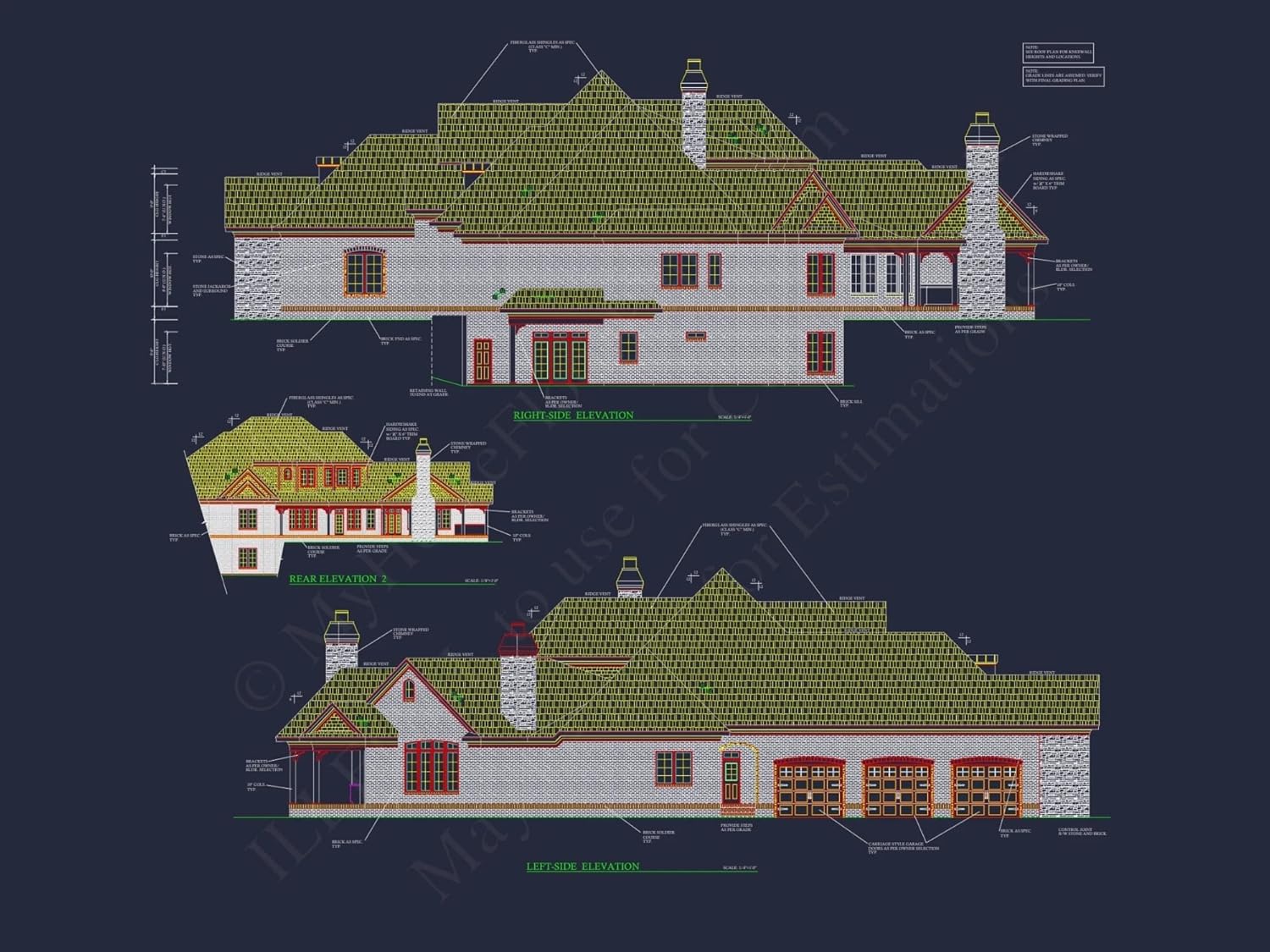 9-1860 House Plan -French Provincial House Plan - 5-Bed, 5-Bath, 6,515 SF
