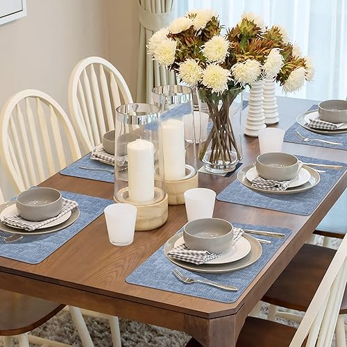 Miniatura 2 de Maxpearl Juego de 6 manteles individuales de piel sintética, impermeables, se limpian con un paño, resistentes al calor, antideslizantes, adecuados