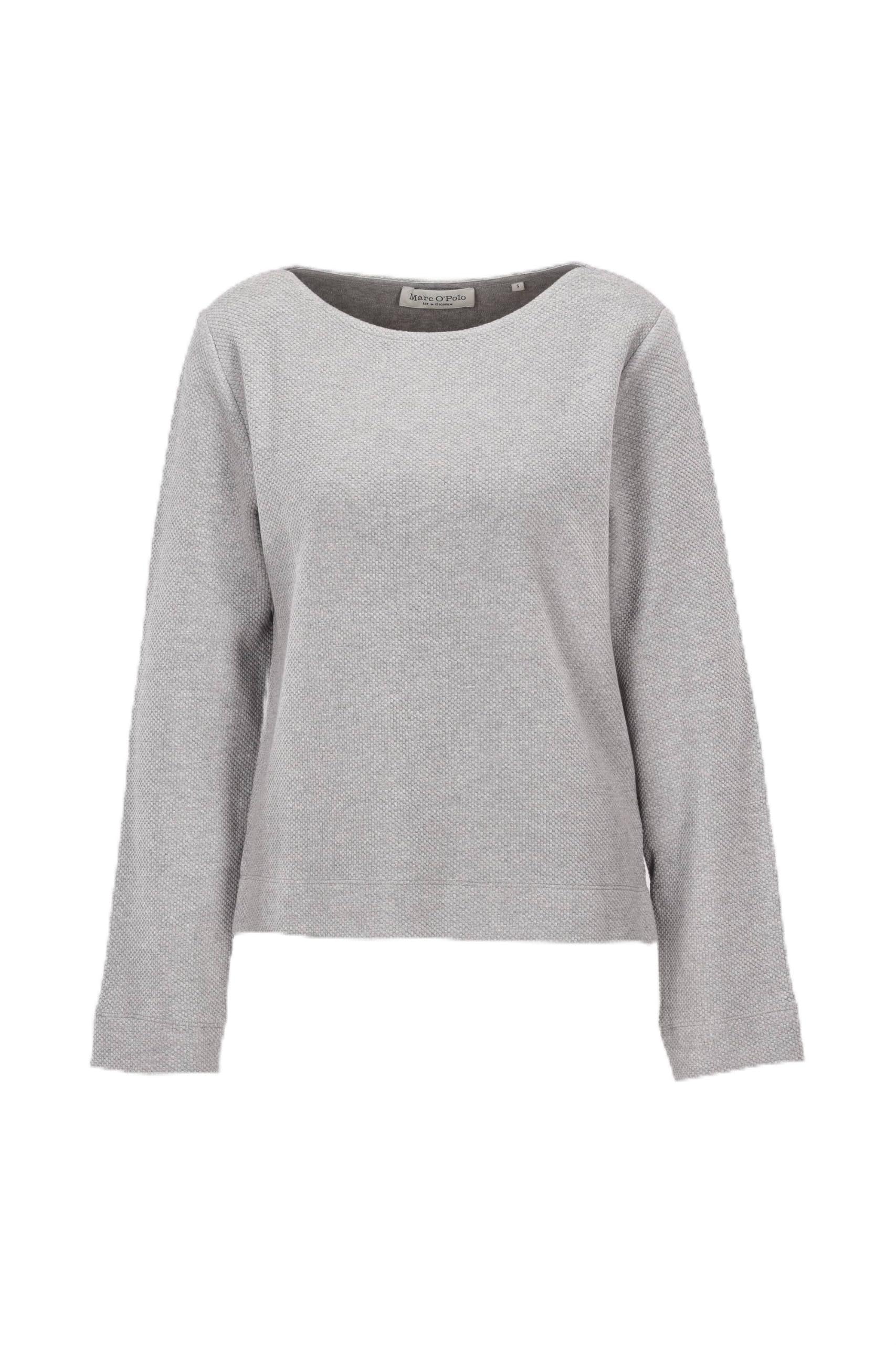 Marc OߴPolo Women's Regular Fit Sweatshirt with Boat Neck, Grey (Mid Stone Melange), M