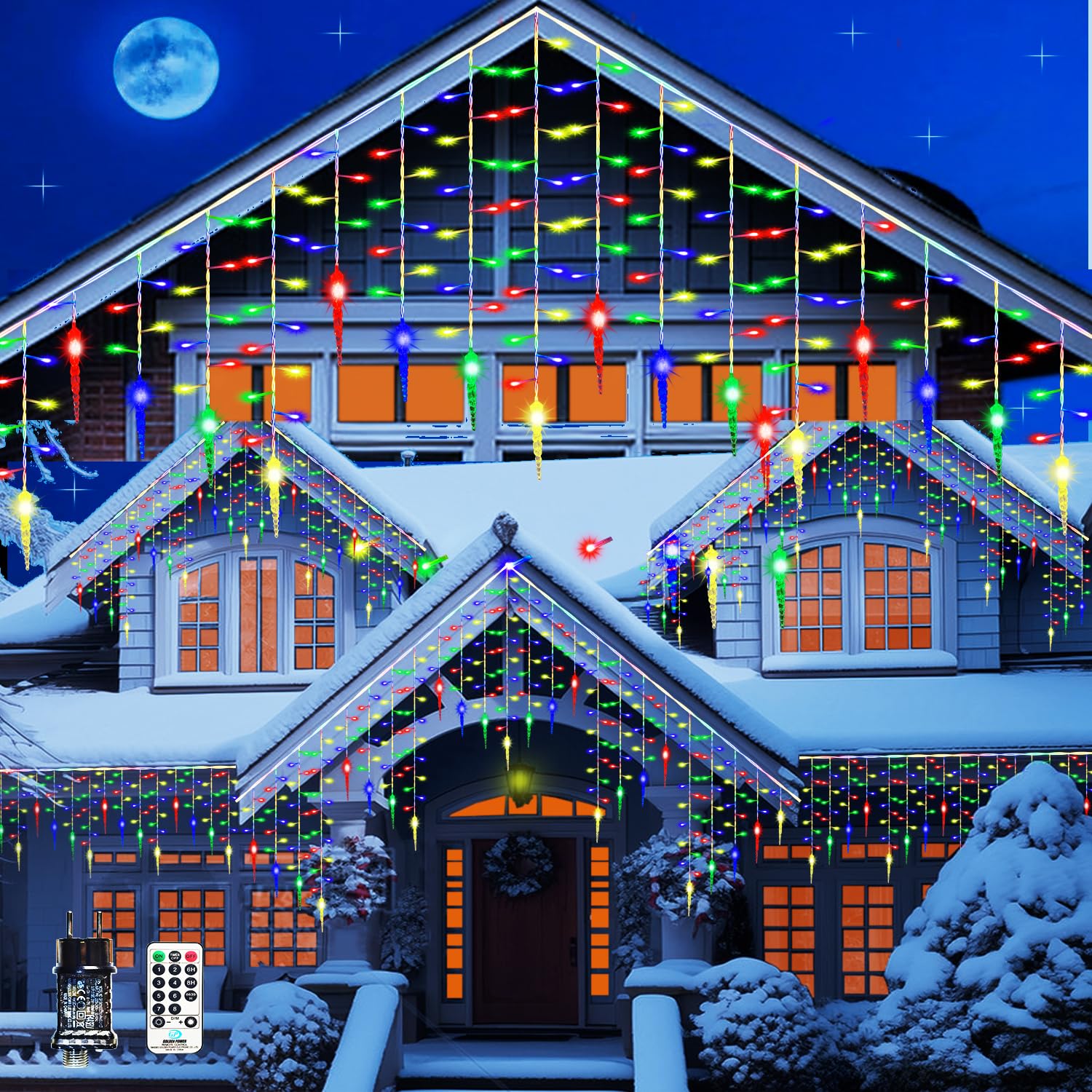 EASTERNSTAR Guirnalda de Luces de Interior, 10M 400LED Cortina de Luces, Cadena de Luces de Carámbano Impermeables con 8 Modos Control para Boda Fiesta Navidad, Multicolor