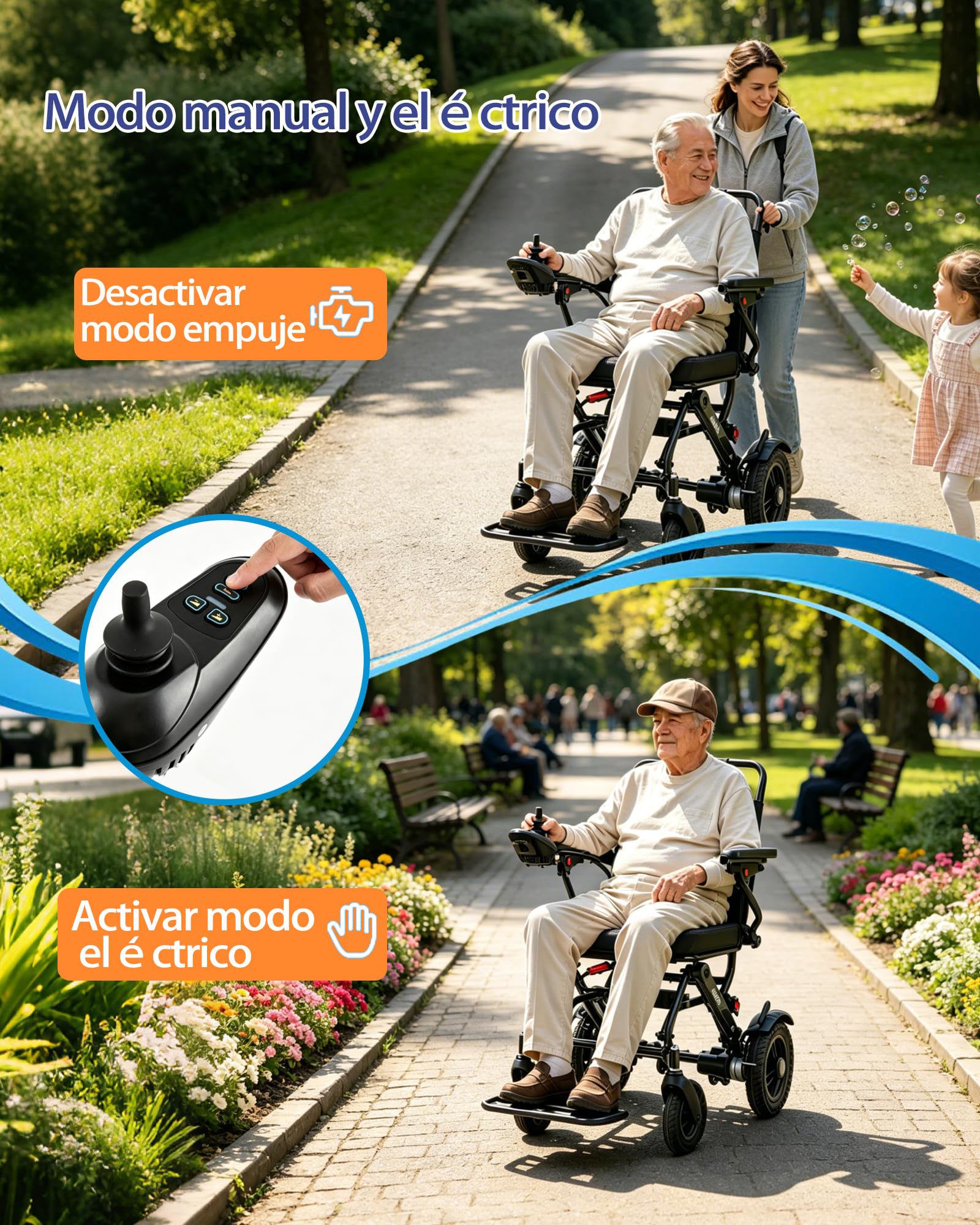 Silla de ruedas eléctrica ultraligera para adultos, marco de aluminio, almohadilla suave extraíble, todo terreno, plegable, silla de ruedas eléctrica para ancianos, silla de ruedas eléctrica adecuada