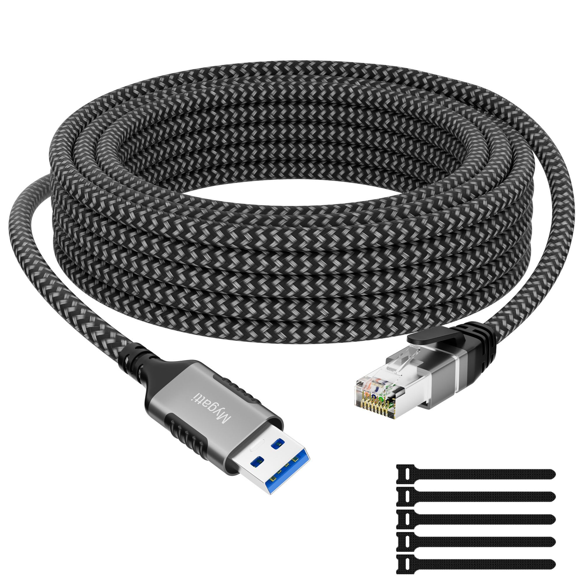 USB-A イーサネットケーブル 1M RJ45ギガビット USB3.0 Type-A有線lanコード ネットワークケーブル 1000Mbps高速タイプA変換インターネットケーブル ラップトップLaptop、PC、PS5、スイッチSwitchに適用 ナイロン編み