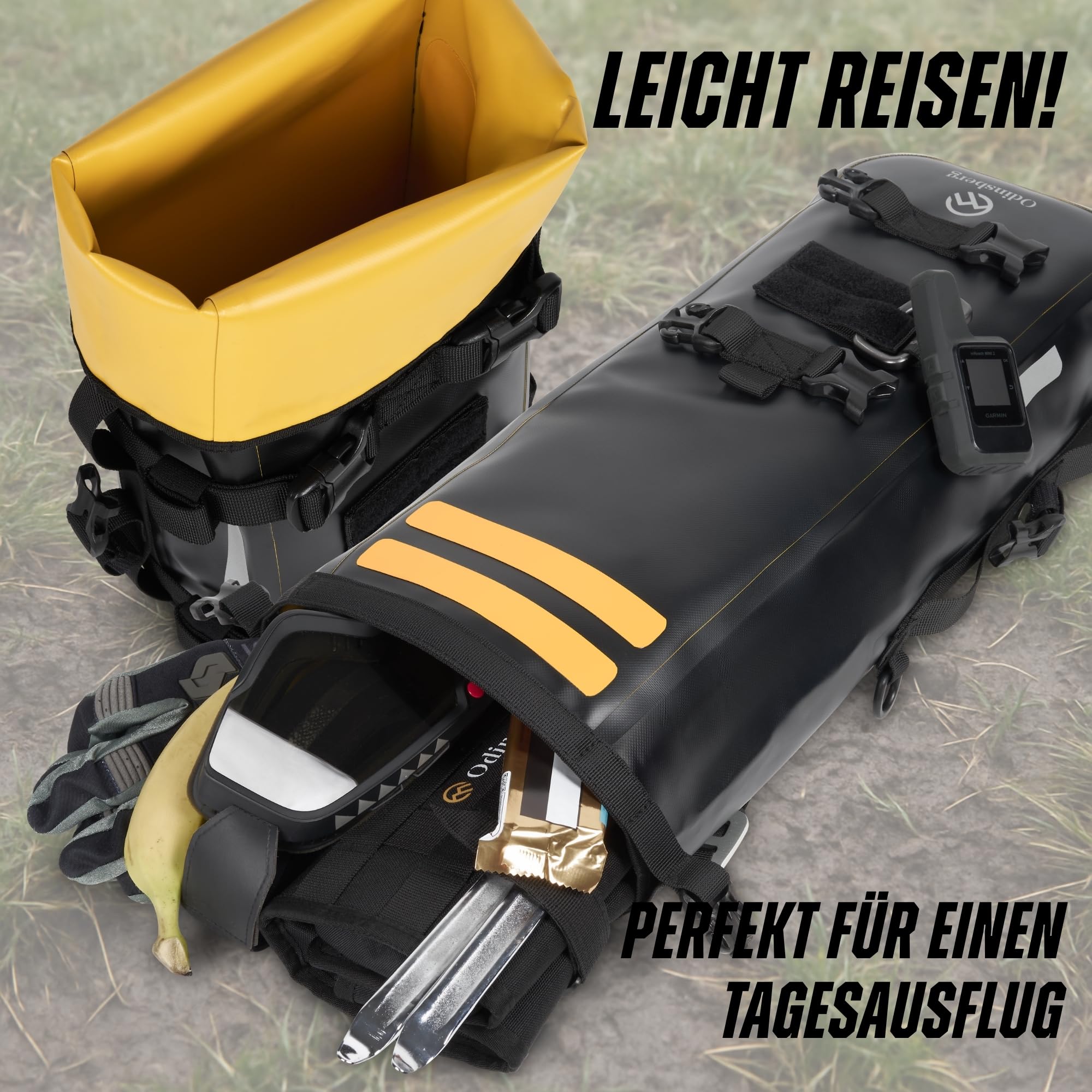 Odinsberg 7L Wasserdicht Hecktasche Motorrad | Sturzbügeltasche, Satteltasche, Sissybar Tasche, Seitentasche & Gepäcktasche | Kleine Motorradtasche für Enduro, Touring, Reise & Alltag