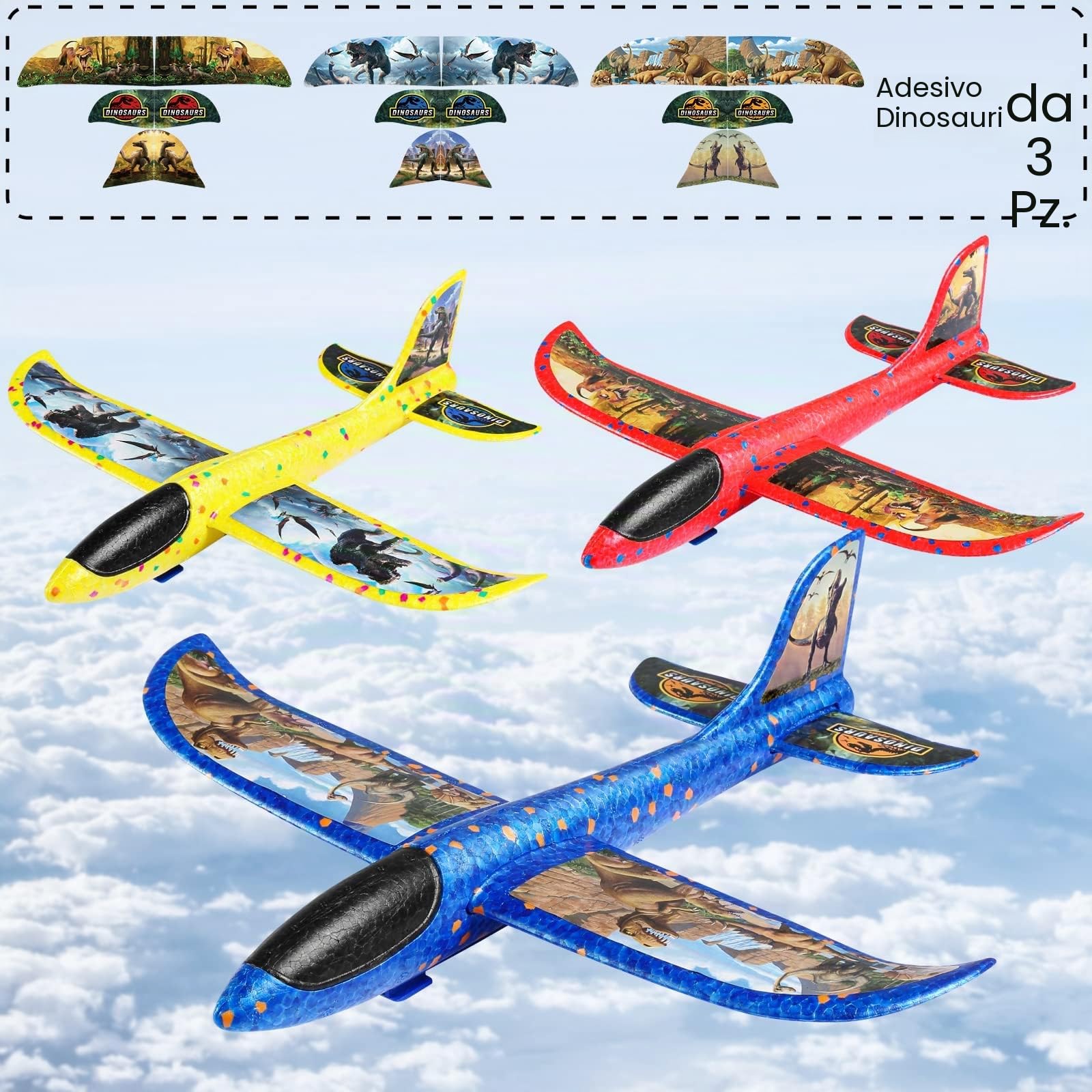 Joozmui Giocattoli Bambino 3 4 5 6 7 8 anni, Aereo Giocattolo Giochi Bambino 3-9 anni Regalo Bambino 3-10 anni Giochi da Esterno per Bambini Giochi Bambini 3-11 anni (3 Aereo Dino)