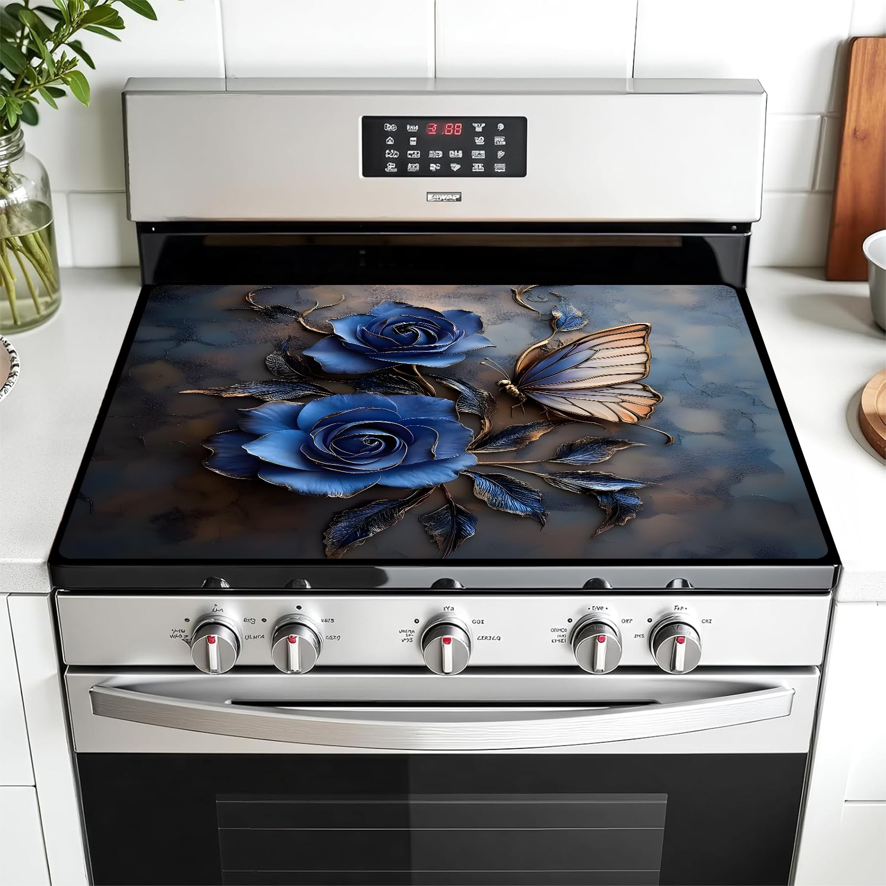 Multi-Design Stove Top Cover for Glass/Electric Stoves - 3-in-1 Heat-Resistant Protector Mat, Non-Slip Drying Rack 28"x20"
