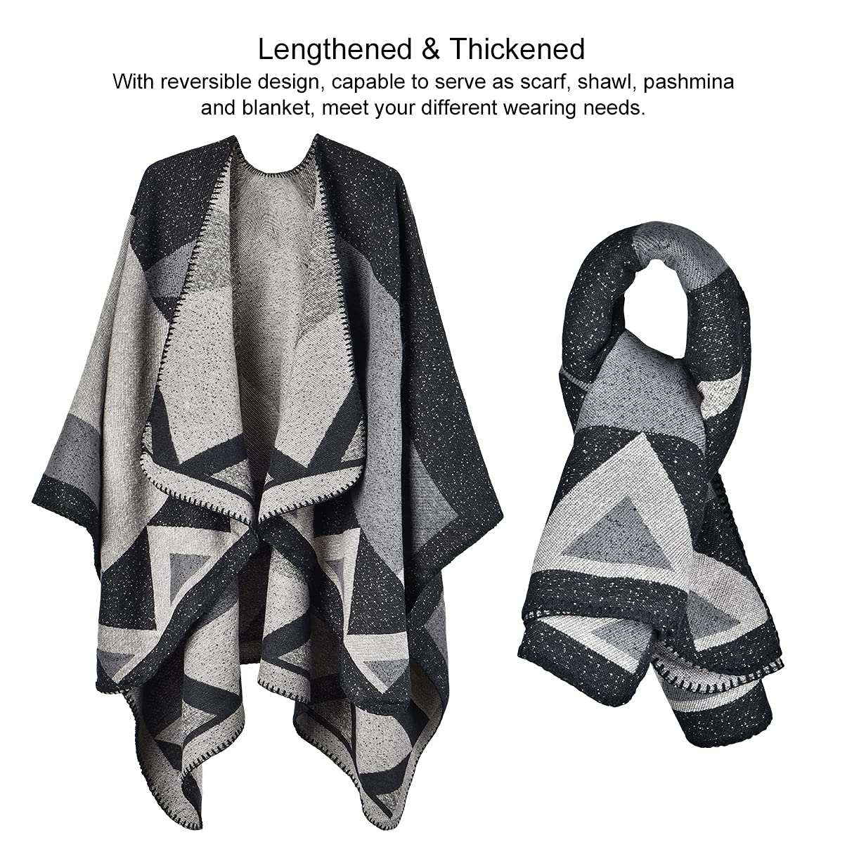 OOPOR Poncho Tejer Invierno de Mujer - Chal Lana Tela Escocesa Grande Bata Cardigan Acogedor Fular Crochet Capa Suave para Ropa Boda Jersey Mantón Casa Navidad Festival Disfraz ​Otoño Regalo 9 Color