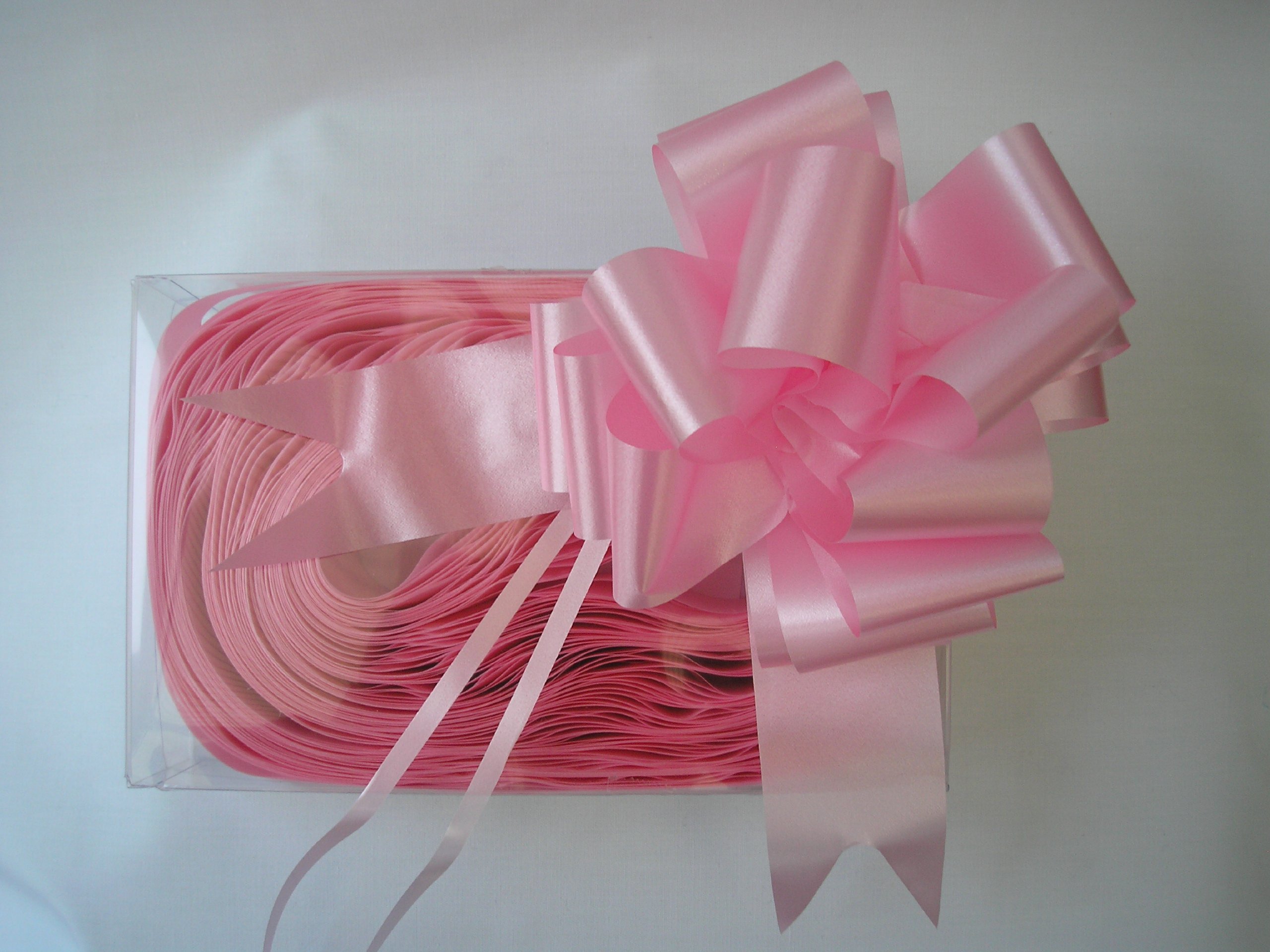 Pull Bows & Ribbon Pink 20 X 50Mm (2") Rapid Satin Pull Bows - Light Pale For Gift Decorations, Flower Bouquets & Arrangements, Baskets, Wedding Cars, Floral Tributes, Arts & Crafts, Christmas Hampers