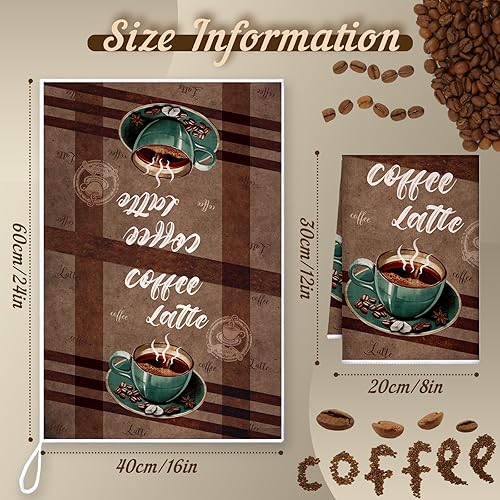 Miniatura 4 de Boyiee Juego de 6 paños de cocina de café marrones de 24 x 16 pulgadas, paños decorativos absorbentes, accesorios de mano retro para decoración de