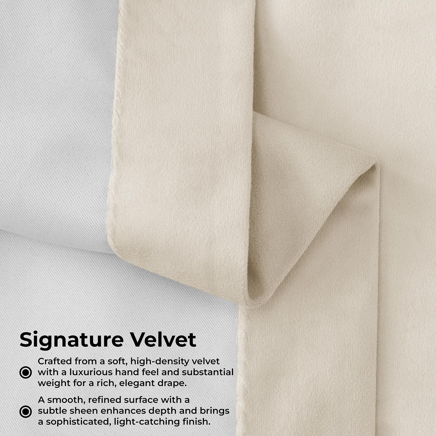 HPD Half Price Drapes Velvet Blackout Curtains/Drapes - 108 Inches Long 1 Panel Blackout Curtain Signature Pleated for Living Room & Bedroom - 25W X 108L, Ecru