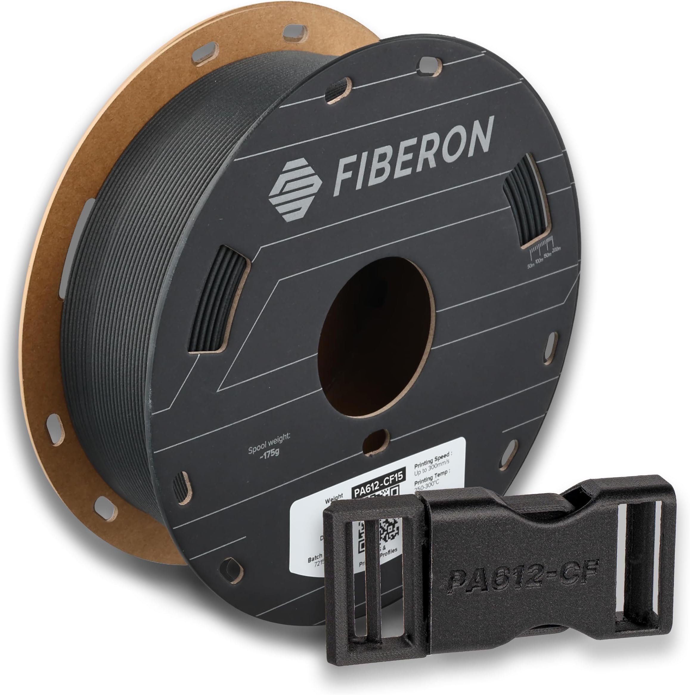 Polymaker Fiberon PA612-CF15 Carbon Fiber Nylon Filament 1.75mm Black 0.5kg, Fiberon PA612-CF15 Strong & Low Moisture Sensitive Nylon 1.75mm 3D Printing Filament