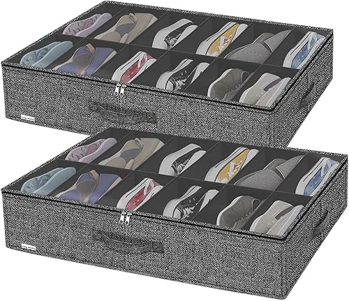 Miniatura 1 de ZMGCUBSB2P - Organizador grande de zapatos debajo de la cama (apto para 12 + 12 pares), resistente caja de almacenamiento de zapatos debajo de la