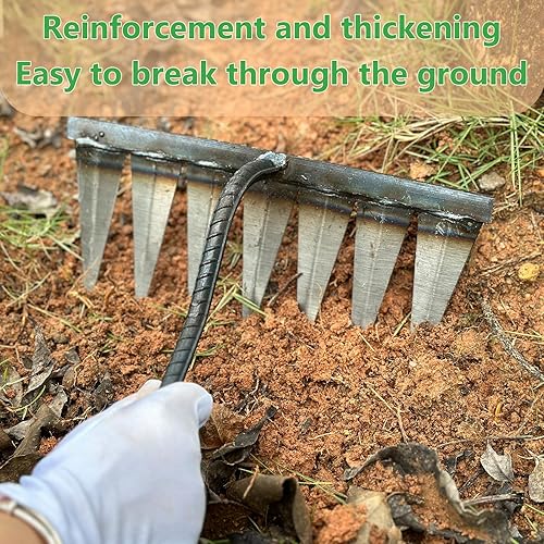 Miniatura 3 de Rastrillo de hierro, rastrillo de jardín, rastrillo de hierro, rastrillo de hierro resistente, rastrillo de hierro con mango, rastrillo de azada de