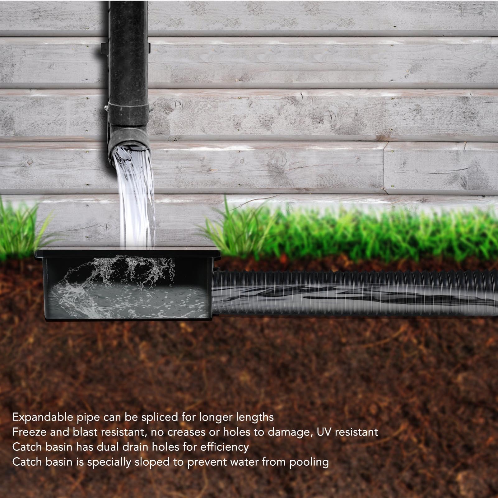 Gutter Downspout Extensions Catch Basin, Drain Kit Downspout Diverter Extendable Gutter Downspout Extensions Flexible