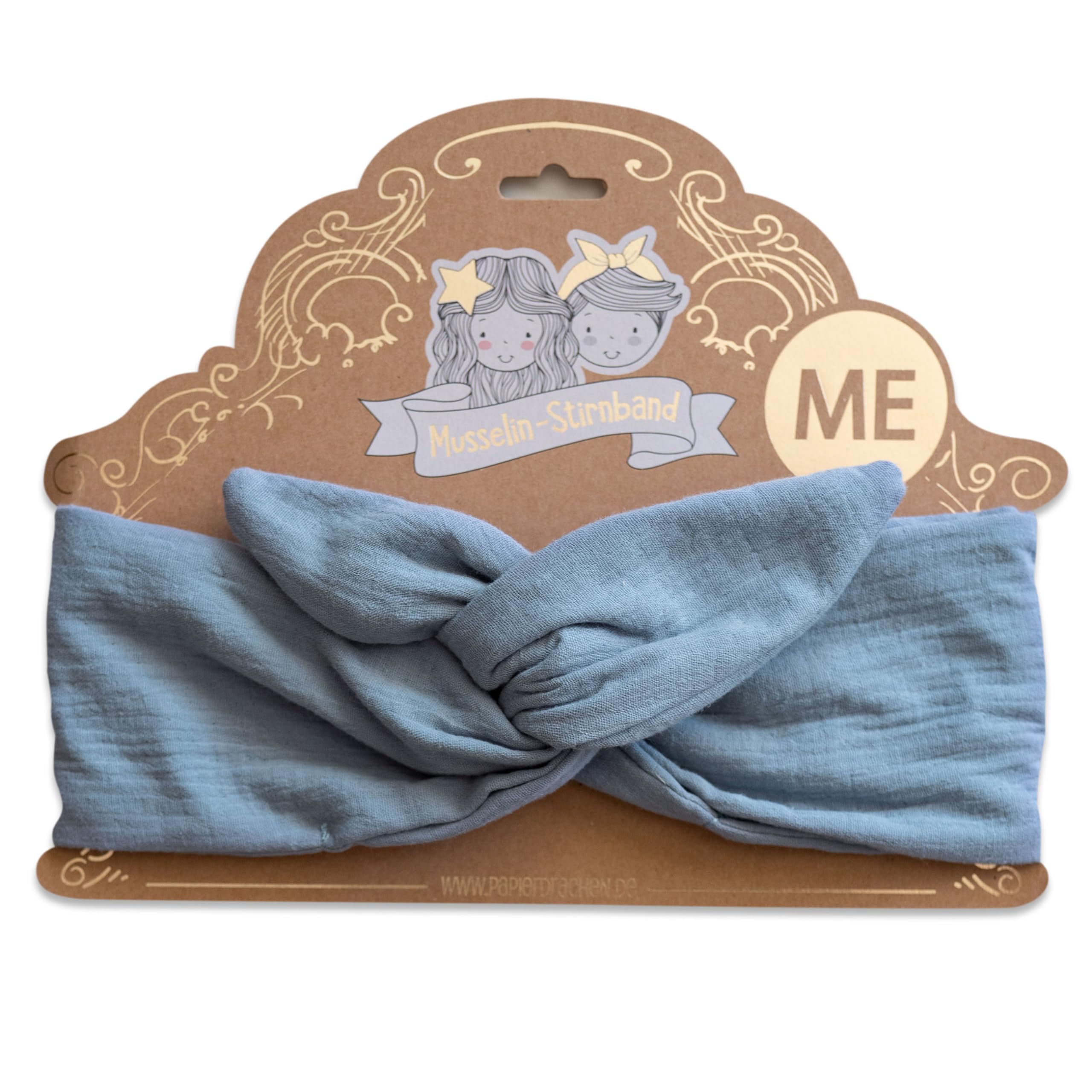 Papierdrachen Muslin Hair Band for Women for Self-Tying, Knot Band, Headband, Hair Accessories, Autumn and Summer, Blue - Image 2