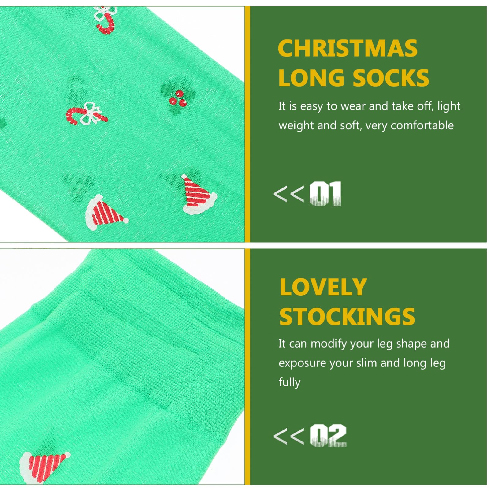 3pares Medias De Navidad Bonitas Calcetines Altos De Seda Para Mujer De Medias Navideñas Para Fiestas De Navidad
