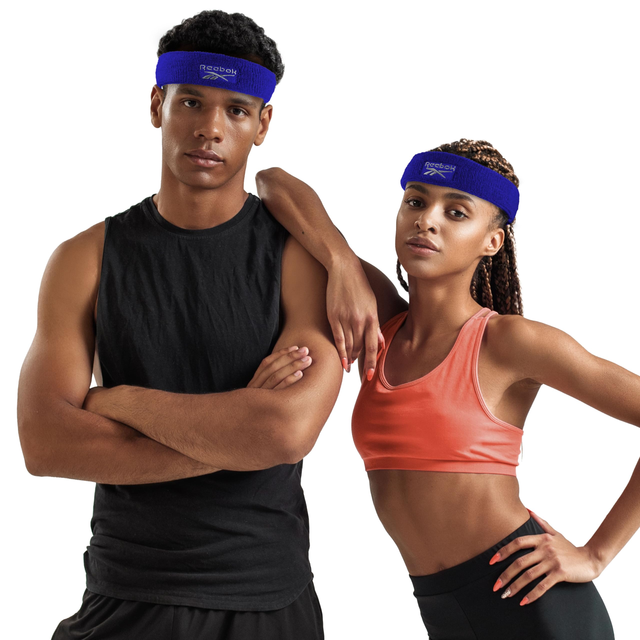 Reebok1pc Unisex 2.25in Wide Workout Headband w/Stay Dry Technology, Terry Cloth Band Moisture-Wicking Fabric | Quality Gym Hair Accessories for Active Comfort-Reebok