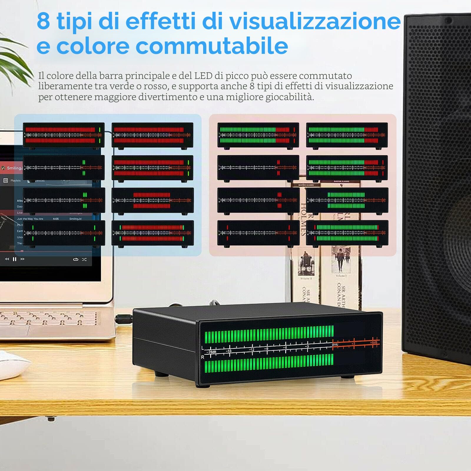 Display del misuratore di livello sonoro a LED a doppio canale MIC Visualizzatore di spettro musicale Home Audio Splitter Adapter
