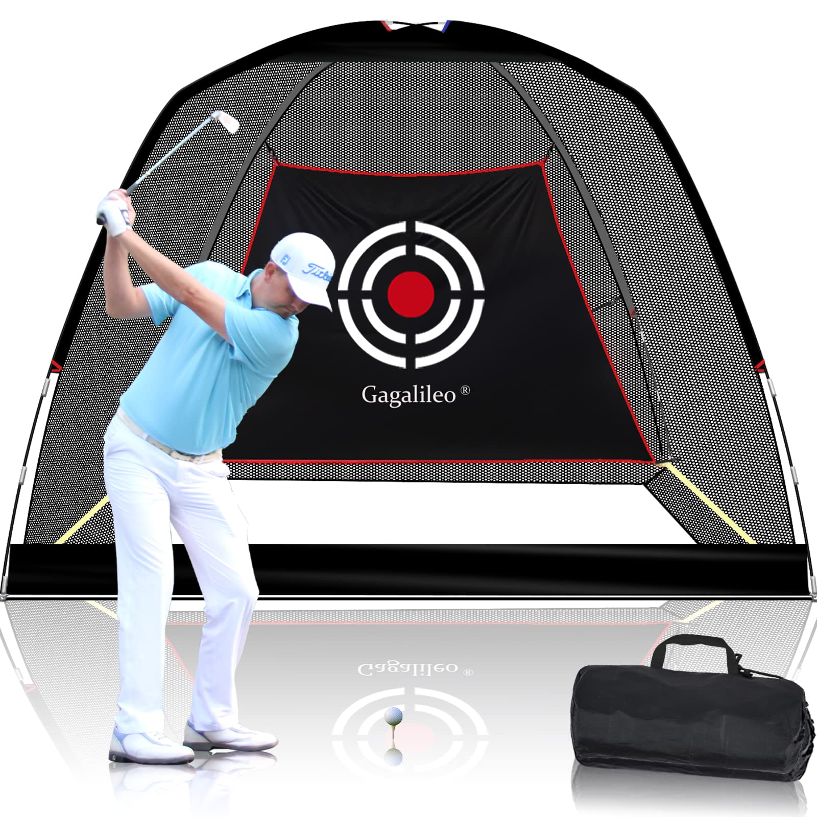 Golf Hitting Practice Nets for Backyard Driving Heavy Duty Men Real Indoor Golf Balls Hitting Pitching Driving Nets for Indoor Outdoor Garage Use Golfing Swing Training Impact Cages with Frame and Net