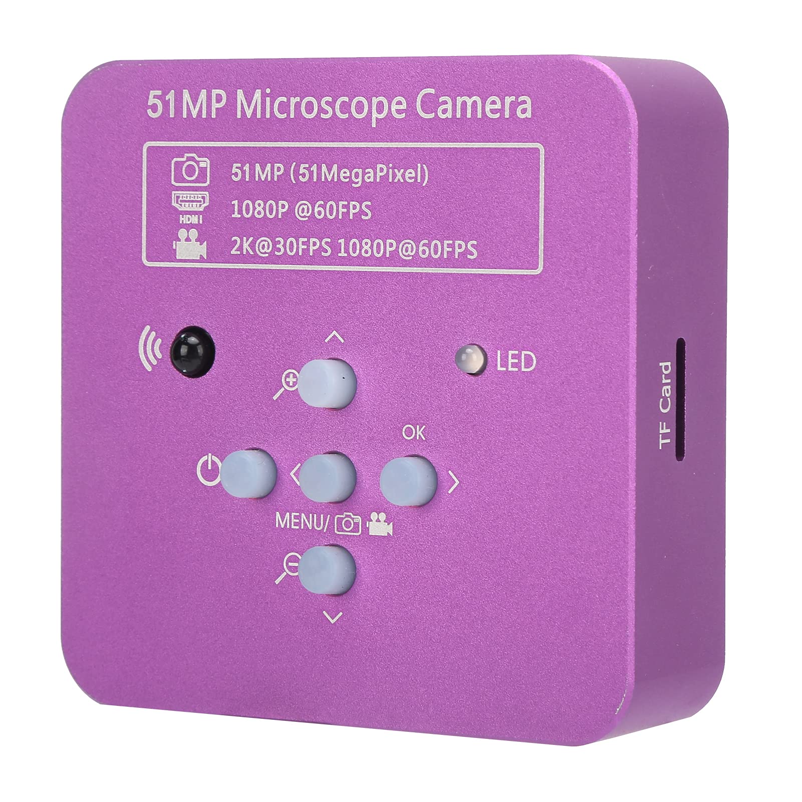 USB FHD Videocamera per Microscopio Elettronico Digitale Industriale da 51 MP Sensore CMOS da 1/2.33 Pollici Obiettivo con Attacco a C 120X Videocamera per Microscopio HDMI con Telecomando(EU Plug)