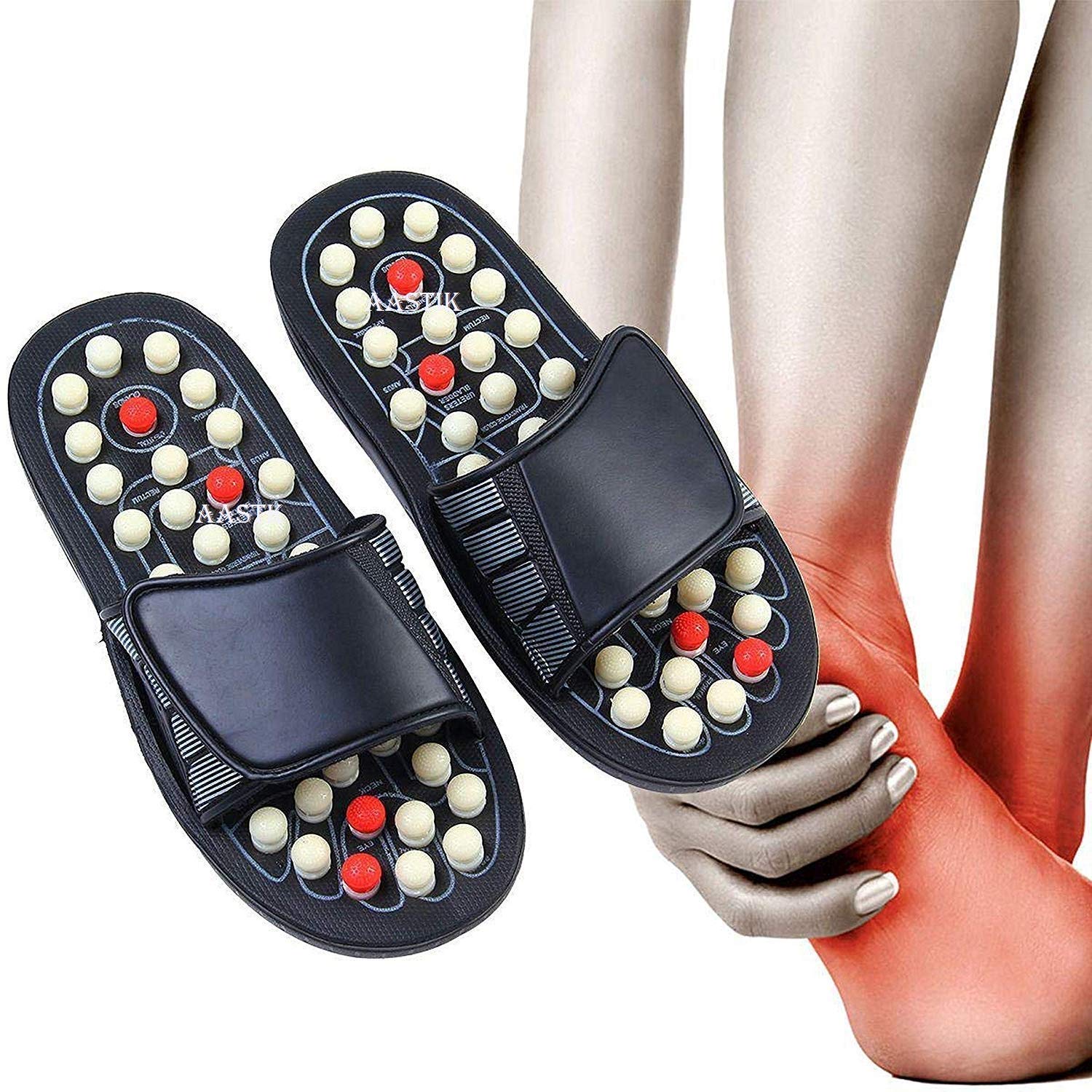 AASTIK SALESAASTIK Spring Acupressure and Magnetic Therapy Accu Paduka Slippers for Full Body Blood Circulation Natural Leg Foot Massager Slippers For Men and Women ( Unisex ) (Free Size)