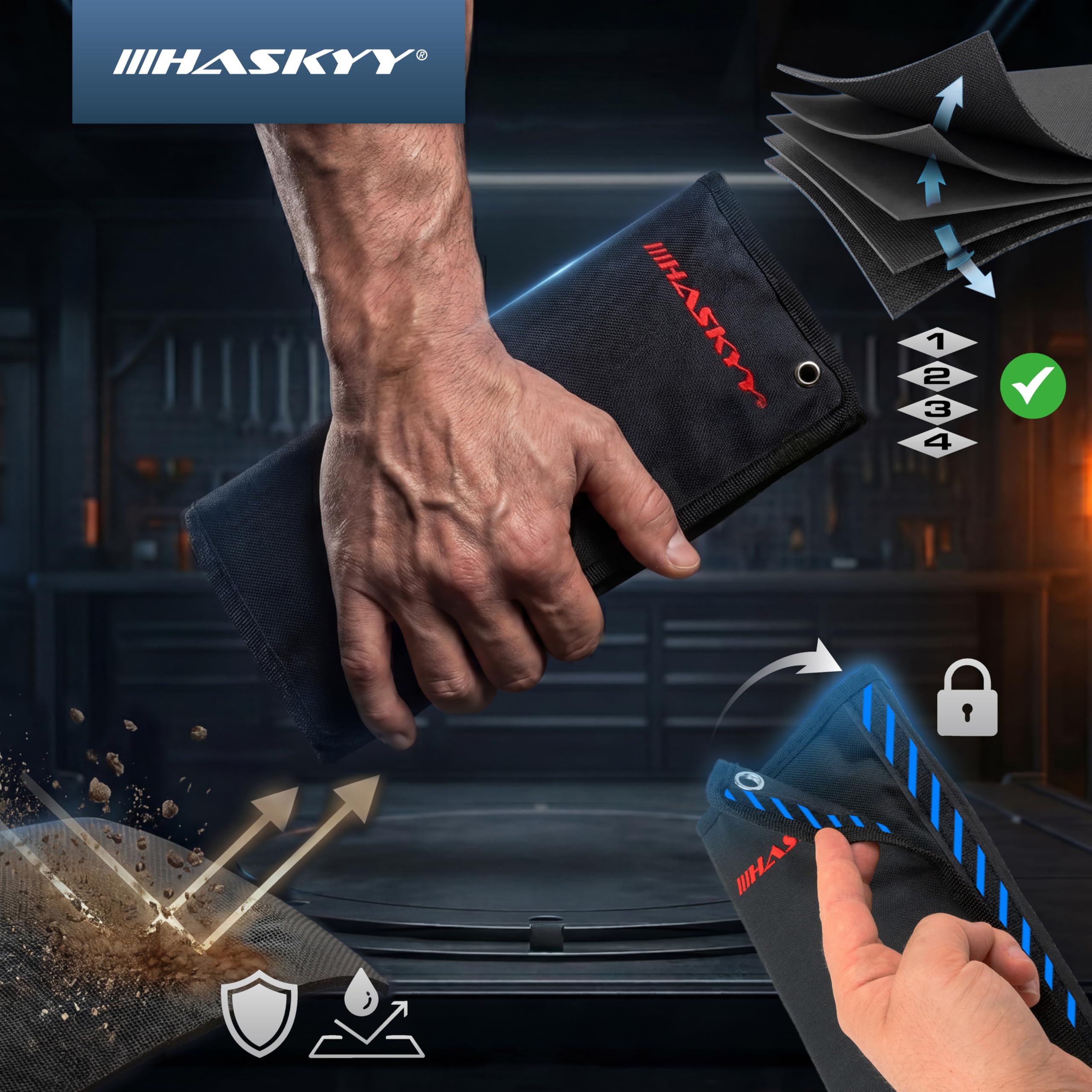 HASKYY Jeu de 14 clés à cliquet articulées I Jeu de clés mixtes 8-22 mm