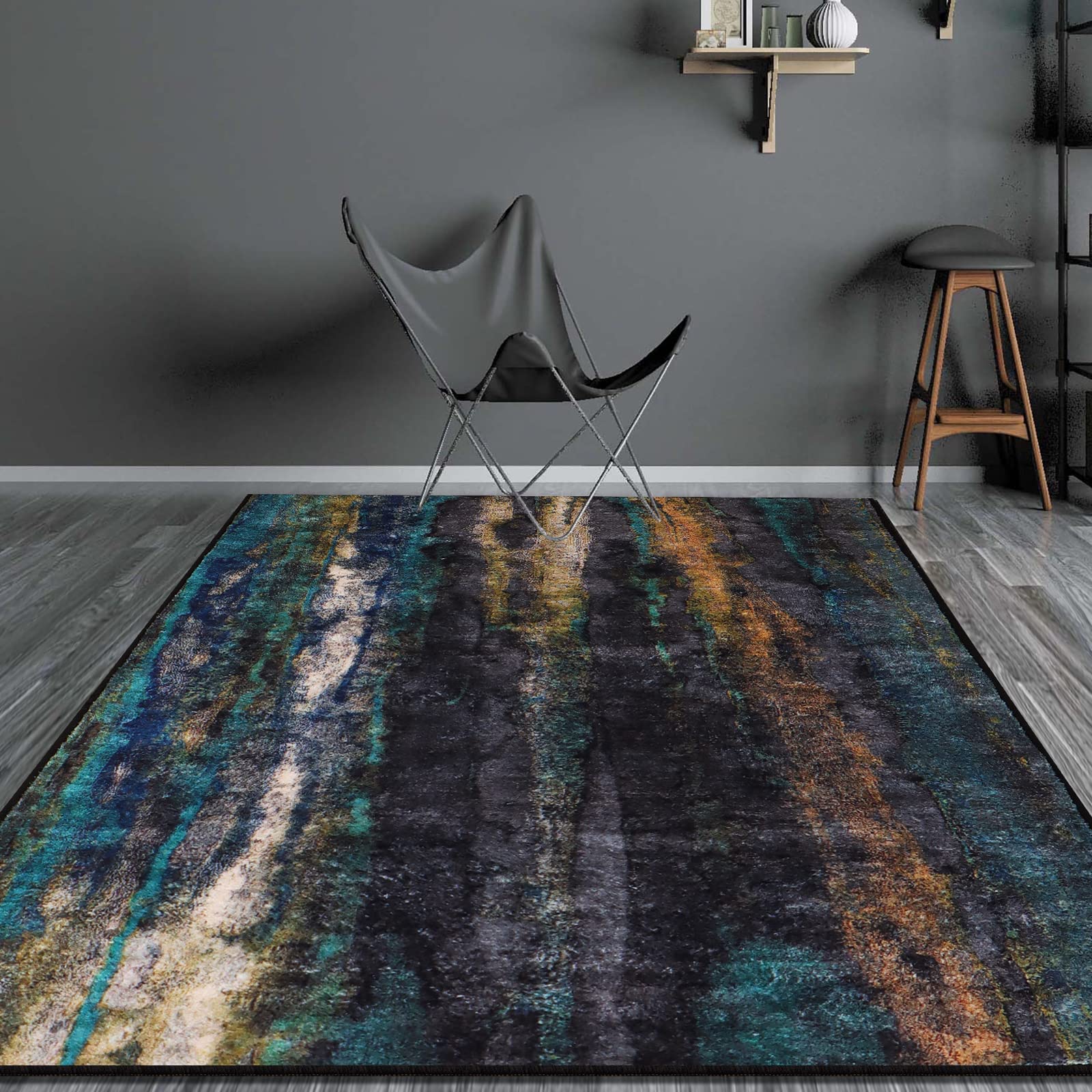 Alfombra de salón, grande, 200 x 300 cm, pelo corto, estilo abstracto, antideslizante, lavable, moderna, para interior, dormitorio, comedor, entrada, etc.