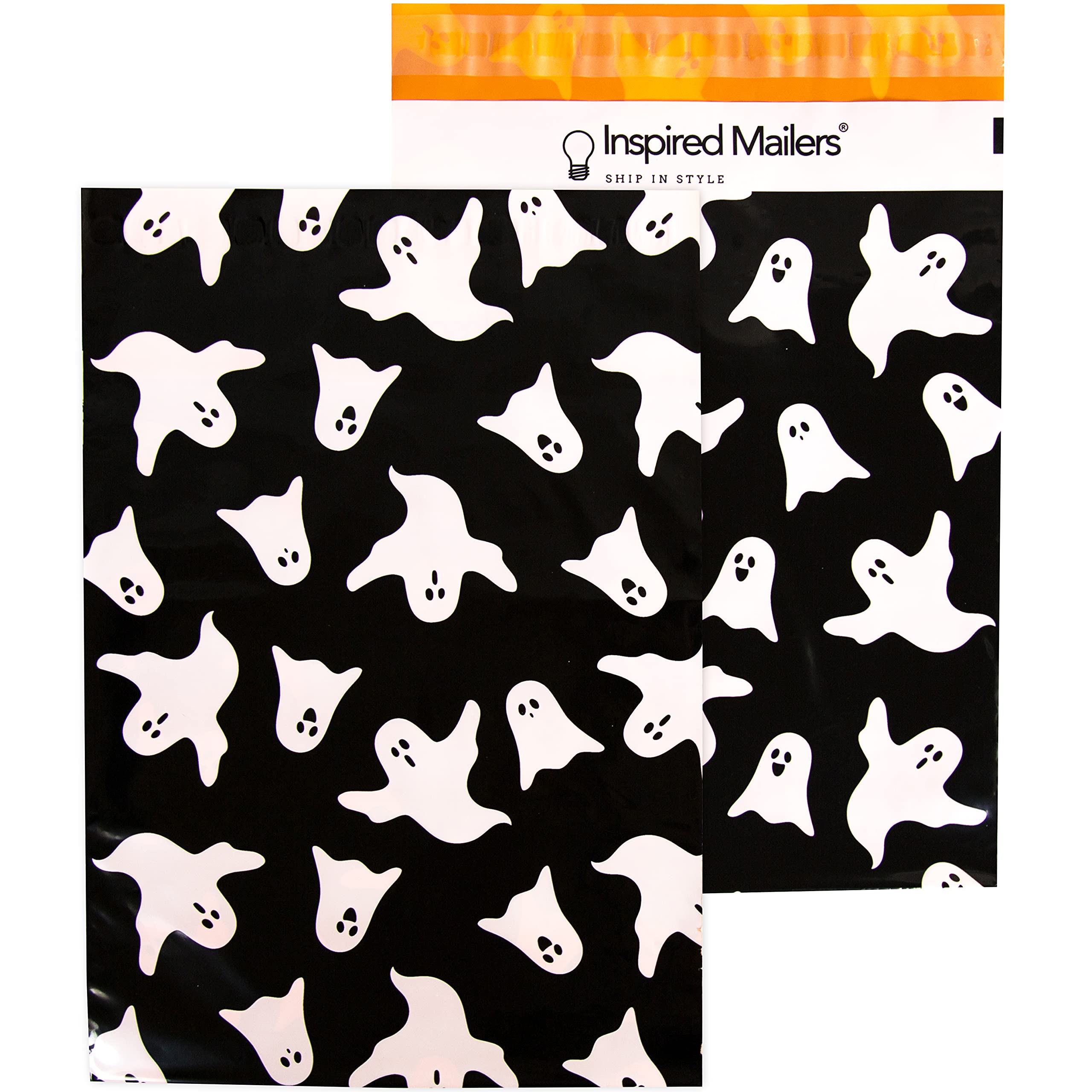 Photo 1 of Inspired Mailers - Poly Mailers 10x13-100 Pack - Halloween Ghosts - Mailing Envelopes - Packing Envelopes - 10x13 Poly Mailers - Large Envelopes - Plastic Mailing Bags 10x13" - 100 Pack Halloween Ghosts (Black)