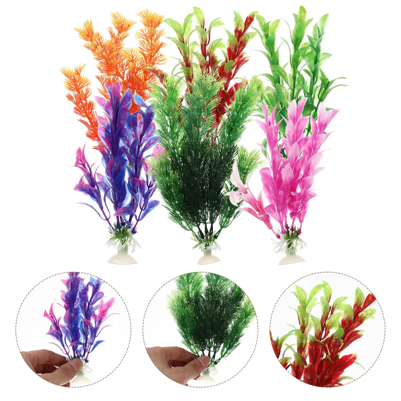 Sosoport 5 Juegos Pecera Paisajismo Agua Plantas Artificial Plants Aqua Plant Titular De La Planta del Acuario Decoración Al Aire Falso Decoración Decorativa del Acuario 6 Piezas * 5