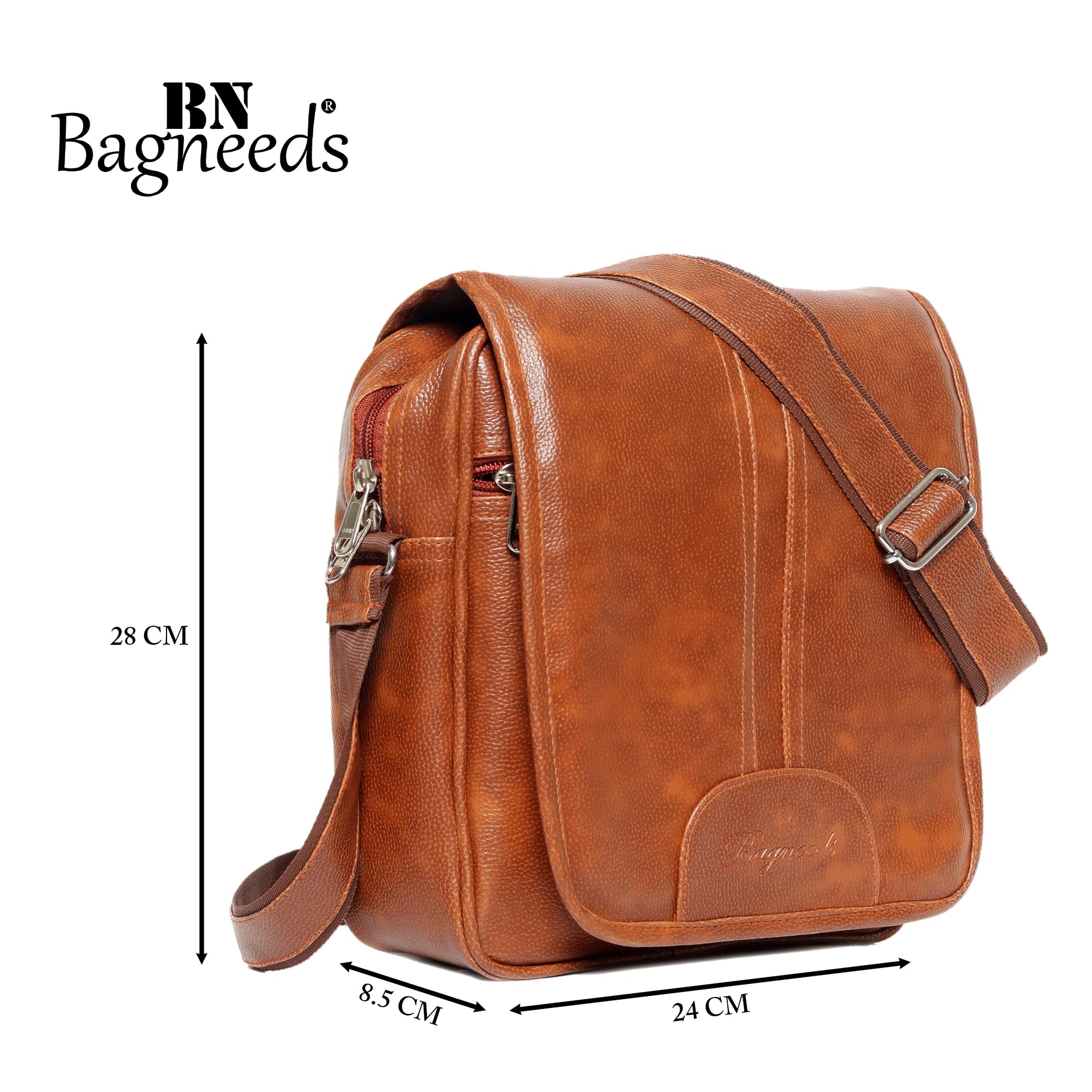 Bagneeds Messenger Bag for Office College & Travel | Premium Crossbody Sling Bag | Multi-Compartment Shoulder Bag for Mobile Tablet Books & Daily Essentials | Stylish Casual Side Bag Tan 4